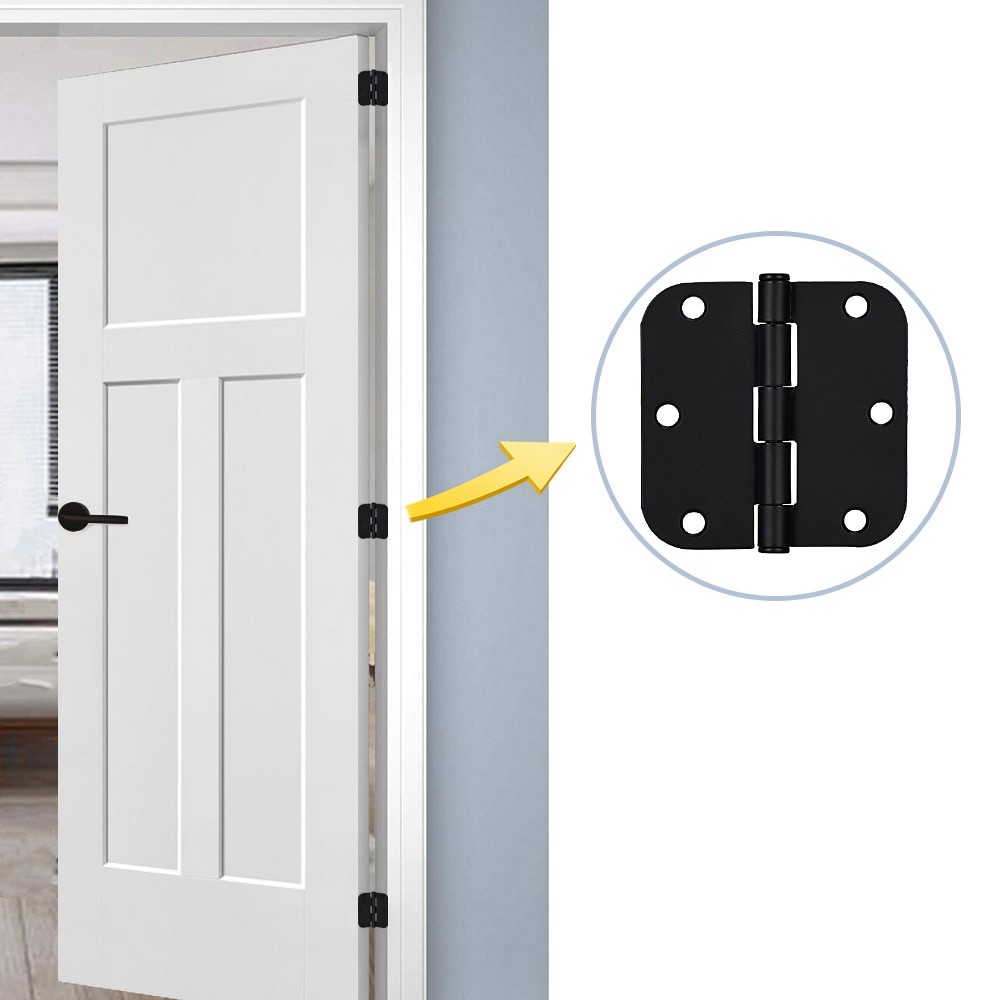 slide 5 of 6, RELIABILT 3-1/2-in H x 5/8-in Radius Matte black Mortise Interior Door Hinge 12 -Pack, 1 ct