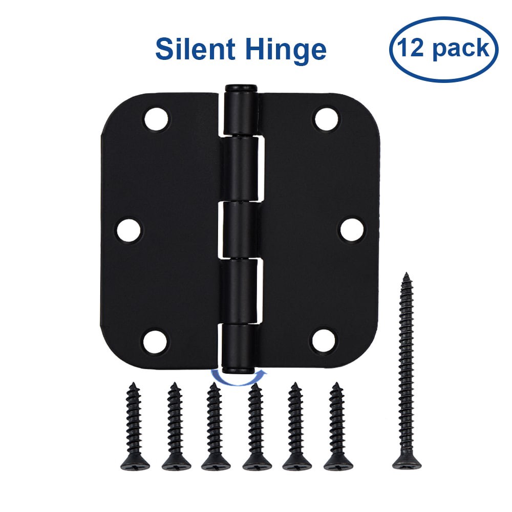 slide 1 of 6, RELIABILT 3-1/2-in H x 5/8-in Radius Matte black Mortise Interior Door Hinge 12 -Pack, 1 ct