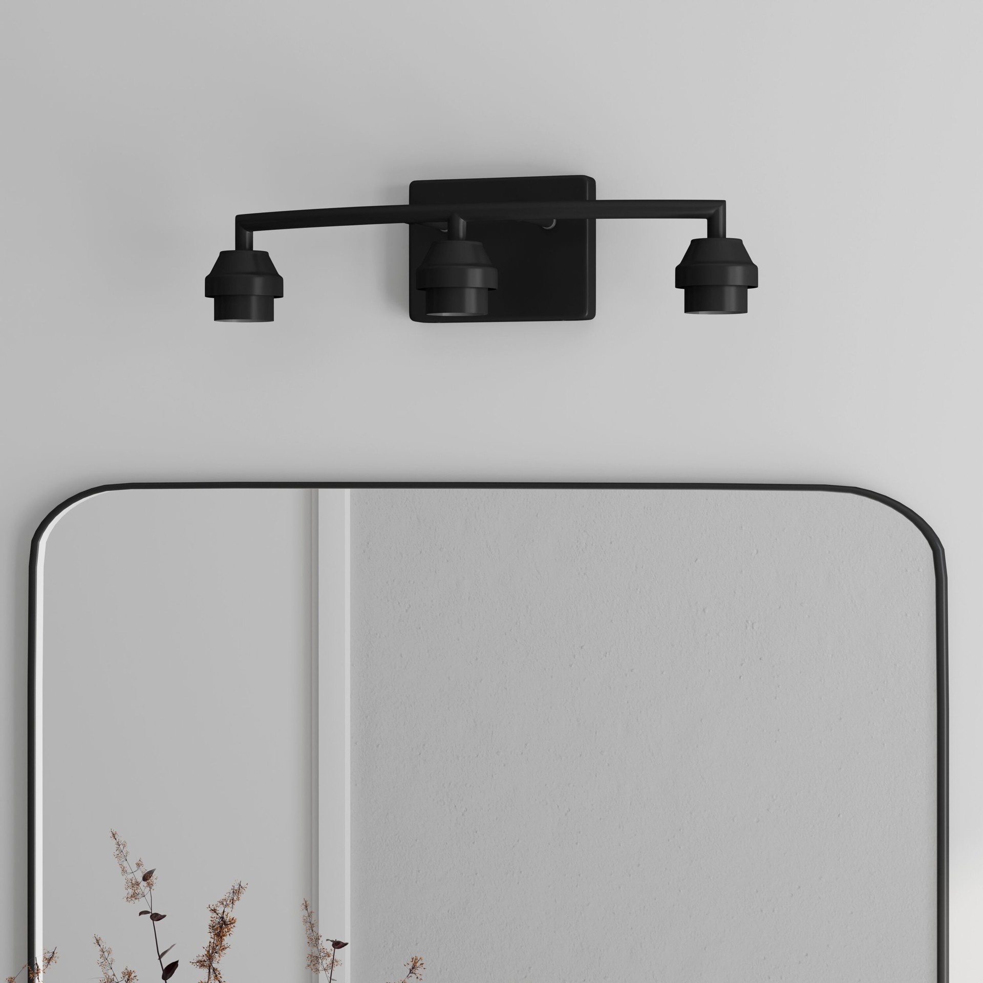slide 1 of 6, Style Selections Mix and Match 18.63-in 3 -Light Matte Black Transitional Vanity light fitter, 1 ct