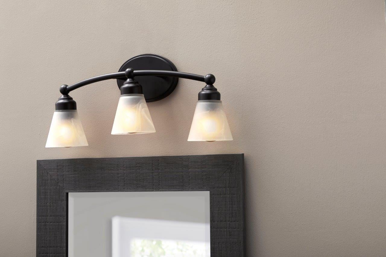 slide 4 of 6, Style Selections Mix and Match 20-in 3 -Light Bronze Transitional Vanity light fitter, 1 ct