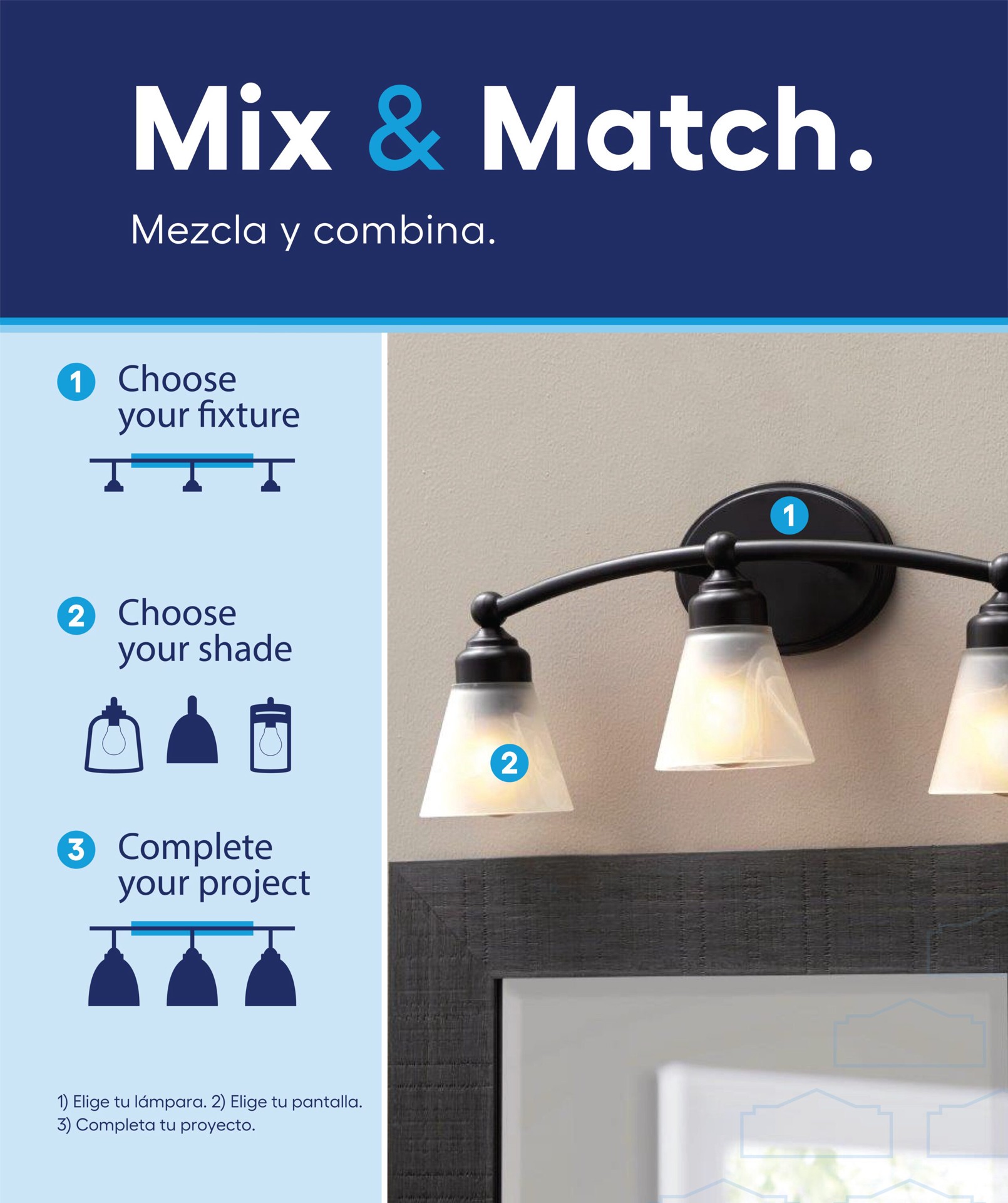 slide 2 of 6, Style Selections Mix and Match 20-in 3 -Light Bronze Transitional Vanity light fitter, 1 ct