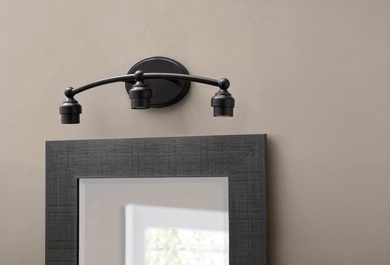 slide 5 of 6, Style Selections Mix and Match 20-in 3 -Light Bronze Transitional Vanity light fitter, 1 ct