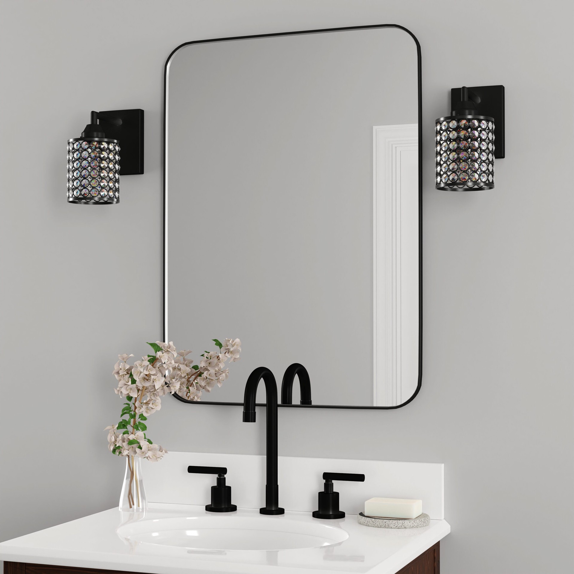 slide 5 of 6, Style Selections Mix and Match 4.75-in 1 Light Matte Black Transitional Bathroom Vanity light fitter, 1 ct