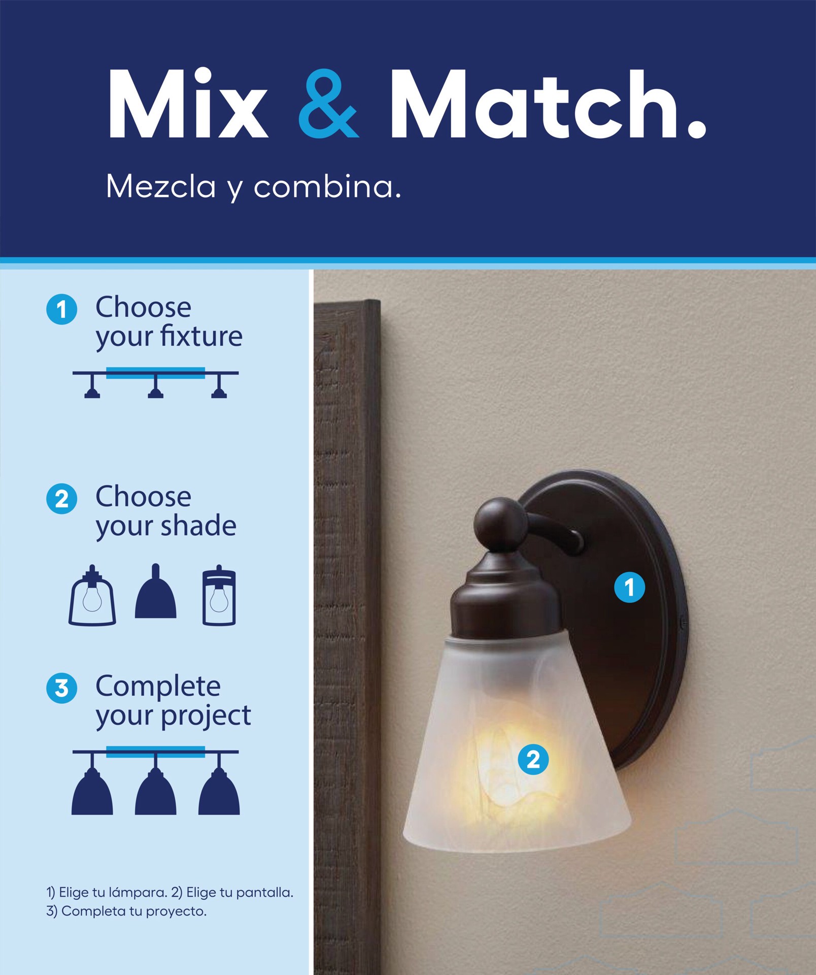 slide 2 of 6, Style Selections Mix and Match 7-in 1 -Light Bronze Transitional Vanity light fitter, 1 ct