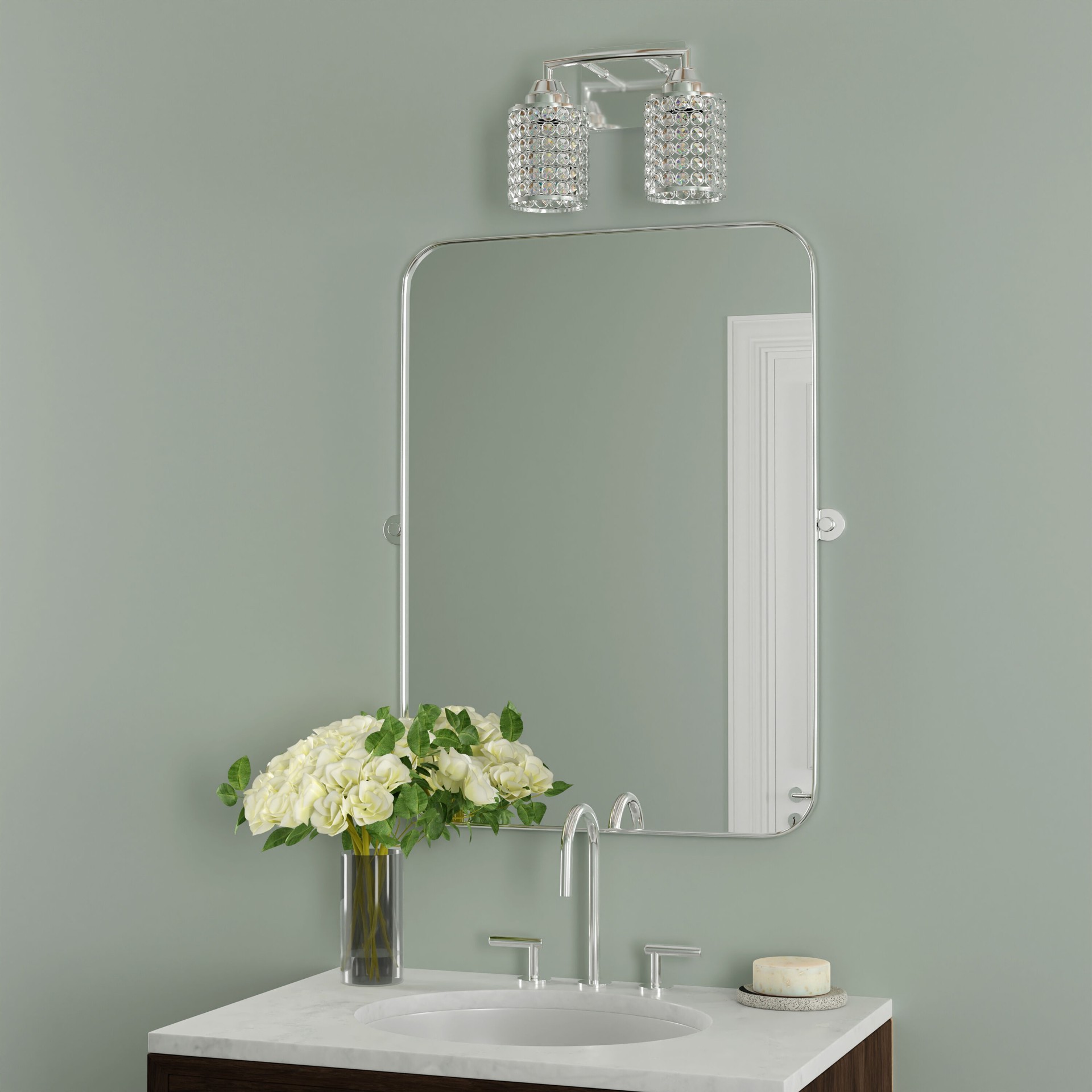 slide 6 of 6, Style Selections Mix and Match 10.62-in 2 Light Polished Chrome Transitional Bathroom Vanity light fitter, 1 ct