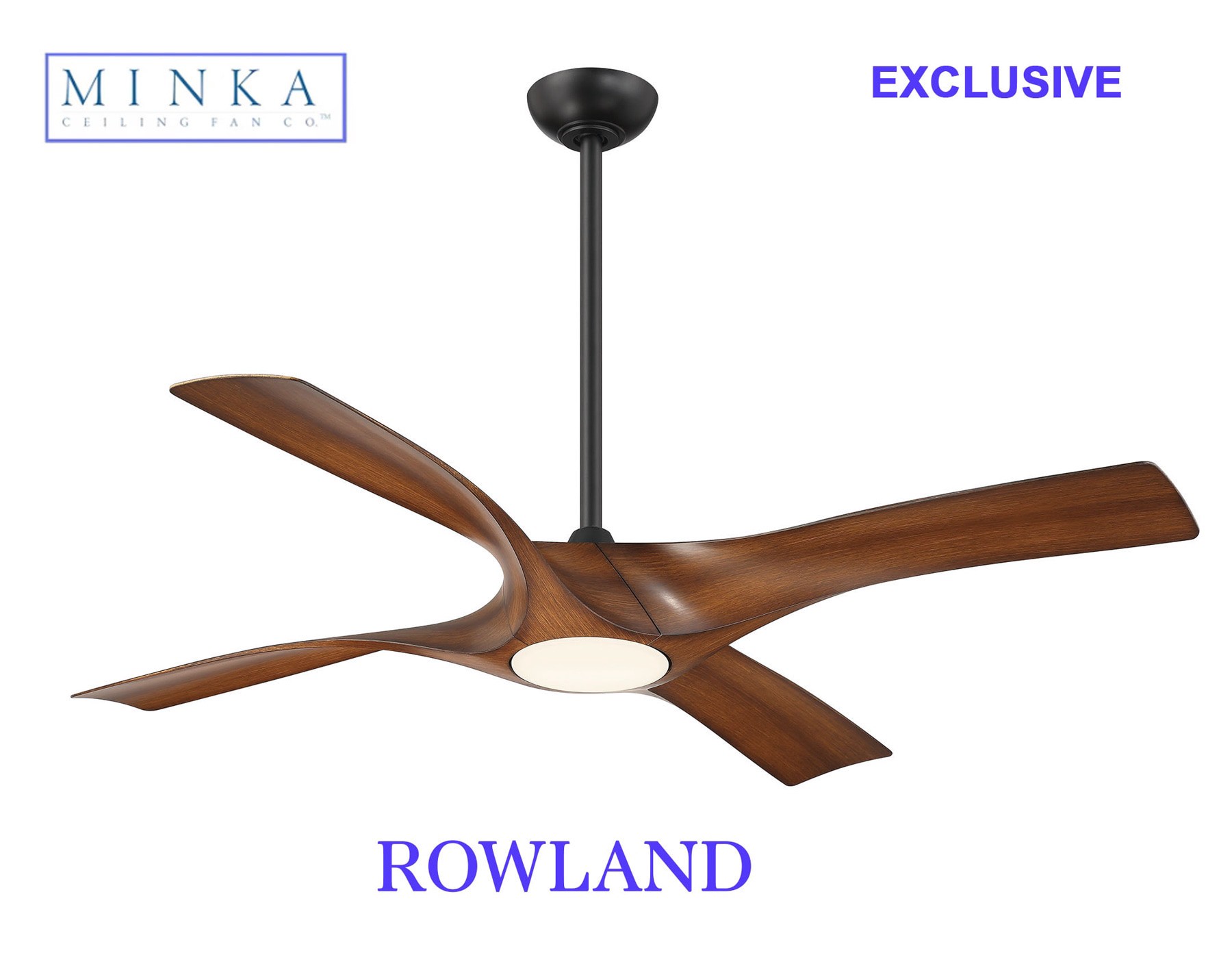 slide 3 of 6, Minka Ceiling Fan Co. Rowland 56-in Matte Black with Distressed Koa Blades Color-Changing Integrated LED Covered Outdoor Ceiling Fan With Light and Remote Included 4 -Blade, 1 ct