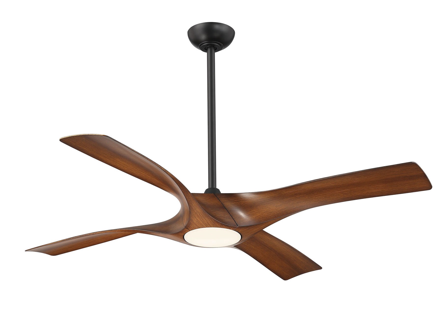 slide 6 of 6, Minka Ceiling Fan Co. Rowland 56-in Matte Black with Distressed Koa Blades Color-Changing Integrated LED Covered Outdoor Ceiling Fan With Light and Remote Included 4 -Blade, 1 ct