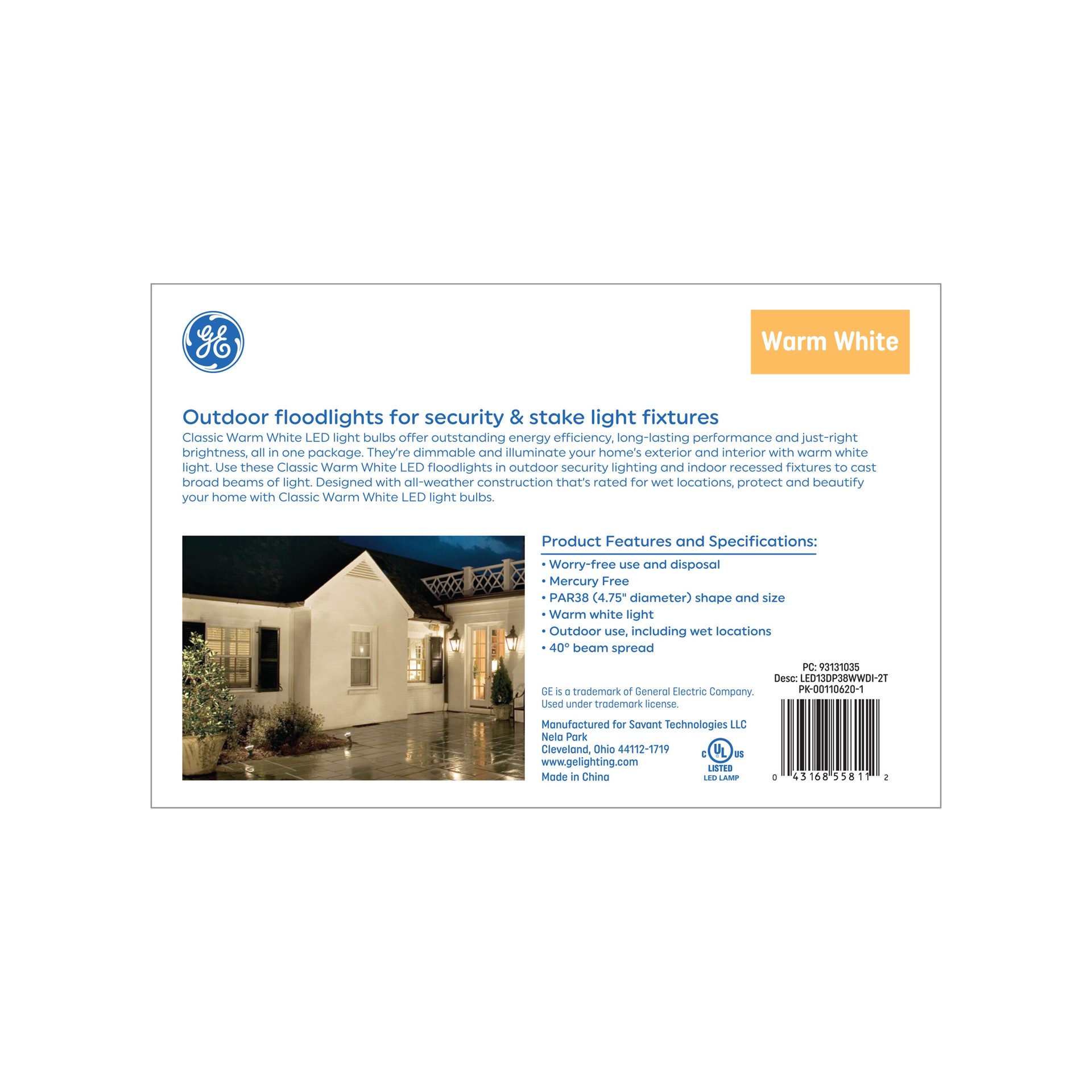 slide 4 of 6, GE 100 -Watt EQ PAR38 Warm white Medium base (E-26) Dimmable LED Spot Flood Light Bulb 2 -Pack, 1 ct