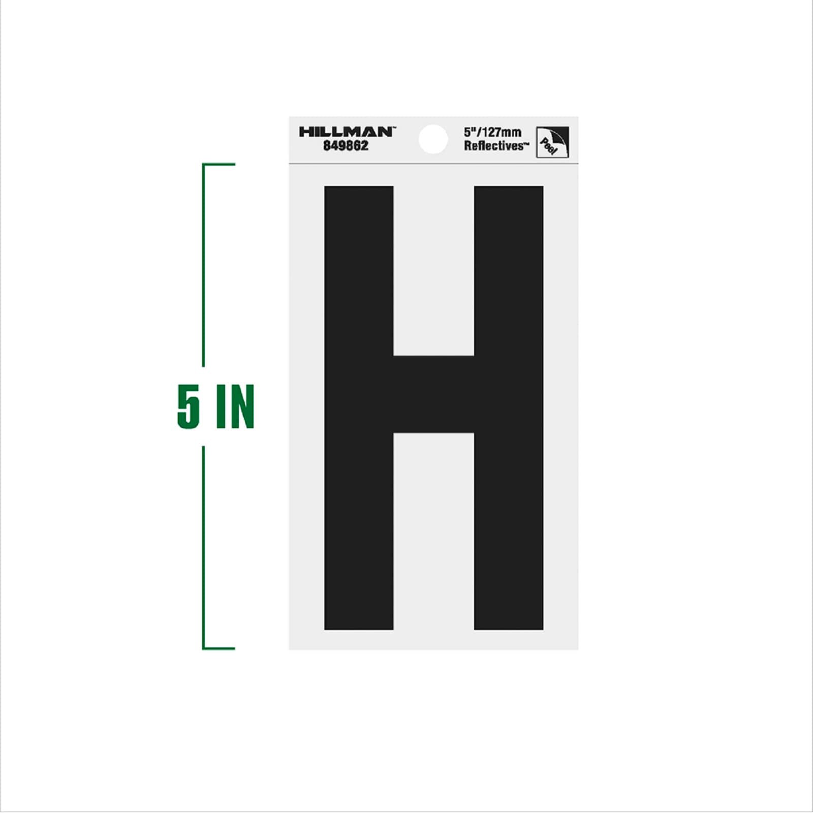 slide 2 of 6, Hillman 5-in Reflective Black Letter H, 1 ct
