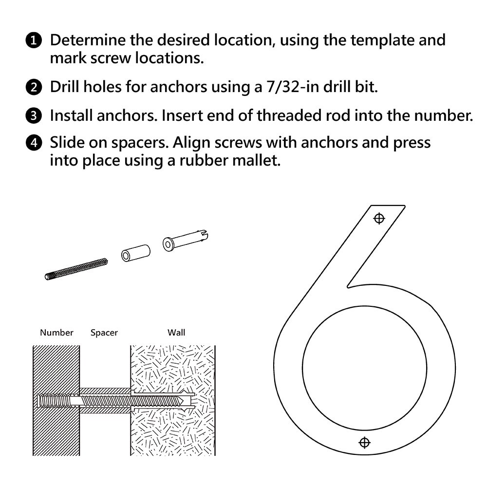 slide 3 of 6, Origin 21 Urbana Park 4-in Black Number 6, 1 ct