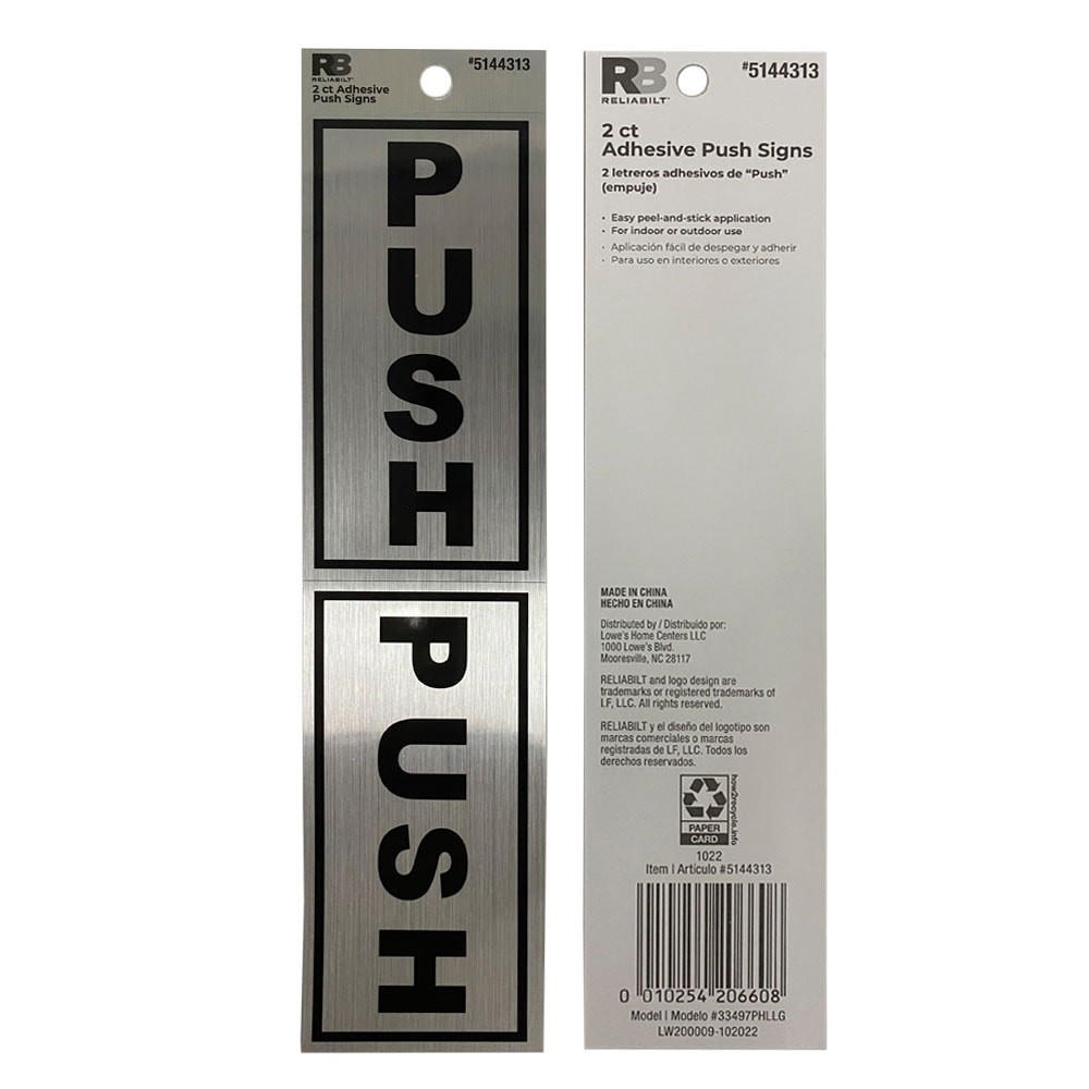 slide 6 of 6, RELIABILT Push 2-in x 8-in Plastic Information display Sign, 1 ct