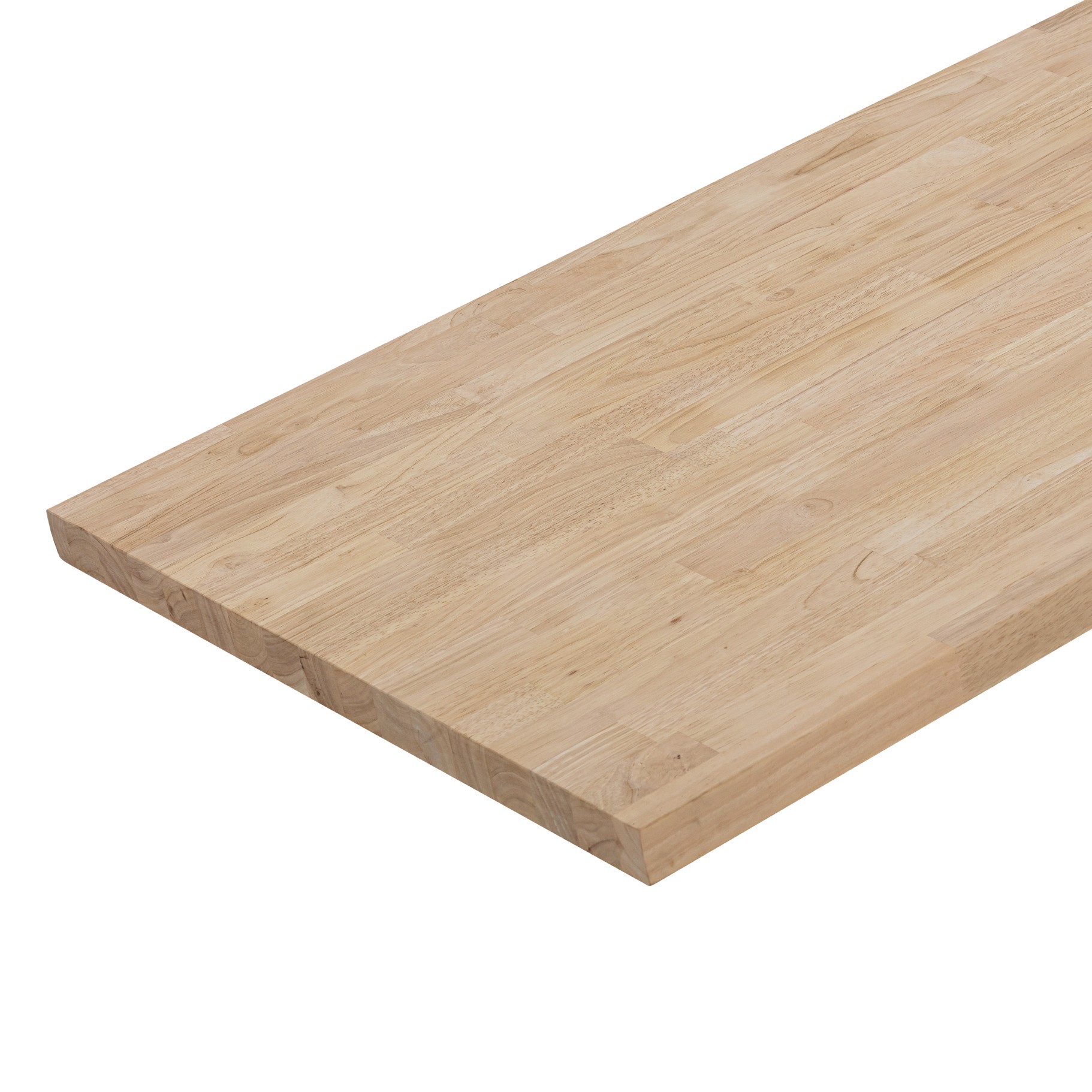 slide 1 of 6, allen + roth Natural grain 4-ft x 25-in x 1.5-in Finger-Jointed Hevea Wood Butcher block Countertop, 1 ct