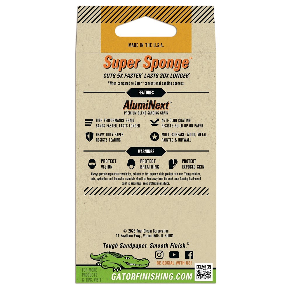 slide 2 of 6, Gator AlumiNext Super fine 400-Grit Sanding sponge 3-in x 5-in, 1 ct