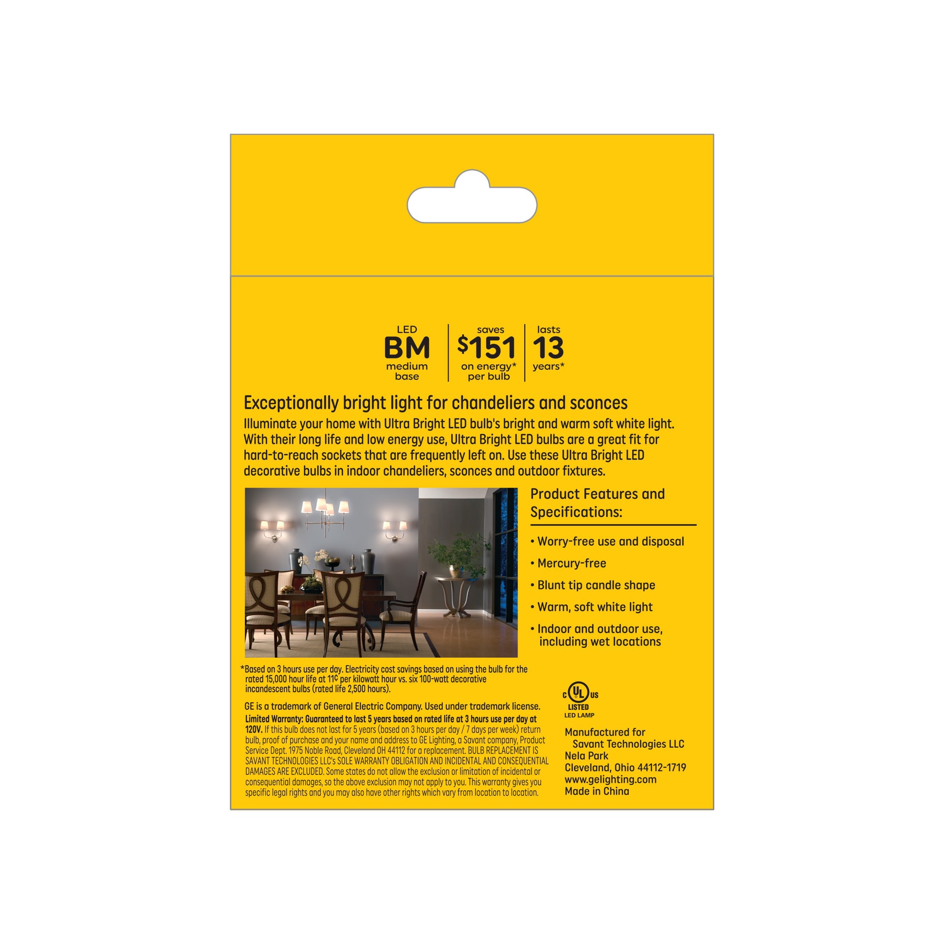 slide 4 of 6, GE 100 -Watt EQ B12 Soft white Medium base (E-26) Dimmable LED Decorative Light Bulb 3 -Pack, 1 ct