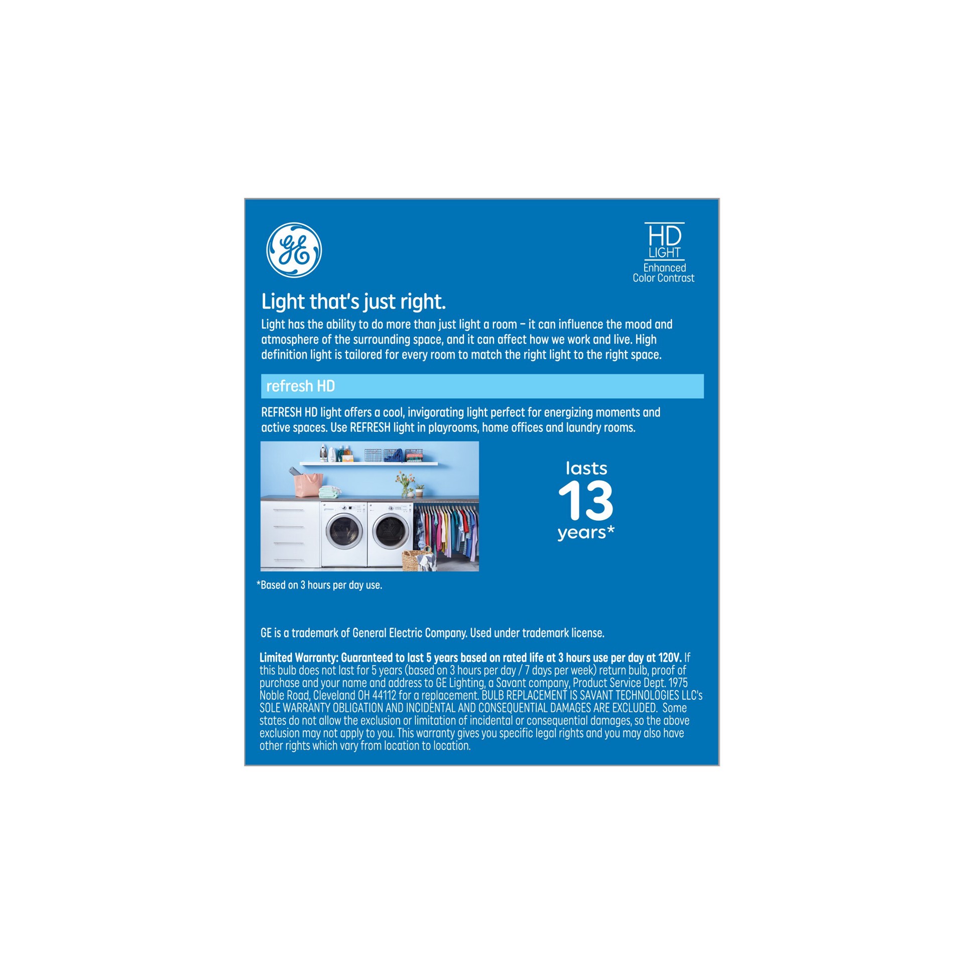 slide 4 of 6, GE Refresh HD 60 -Watt EQ T14 Daylight Medium base (E-26) Dimmable LED Decorative Light Bulb 2 -Pack, 1 ct