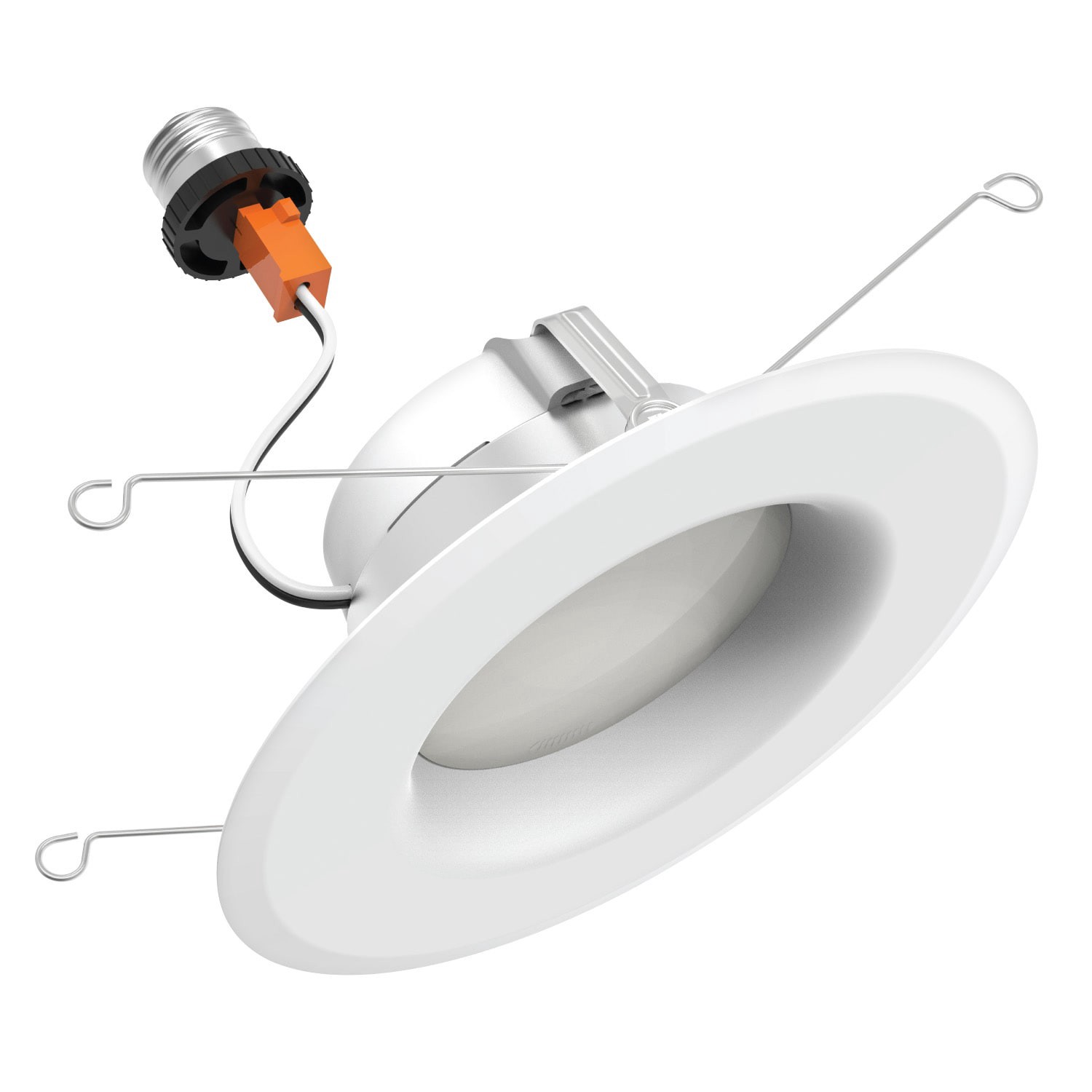 slide 2 of 6, GE Ultra Bright White 5-in or 6-in 2200 -Lumens Switchable white Round Dimmable LED Damp rated Recessed Downlight 3 -Pack, 1 ct