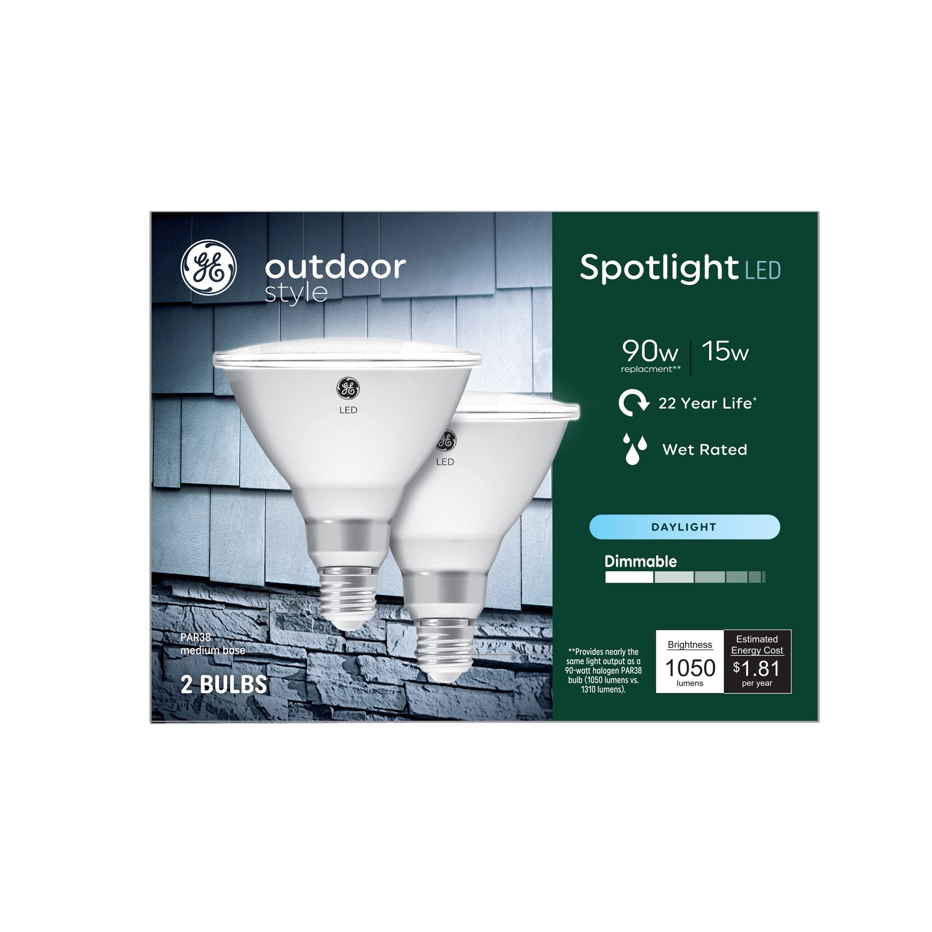 slide 4 of 6, GE 90 -Watt EQ PAR38 Daylight Medium screw base E26 Dimmable LED Spot Flood Light Bulb 2 -Pack, 1 ct