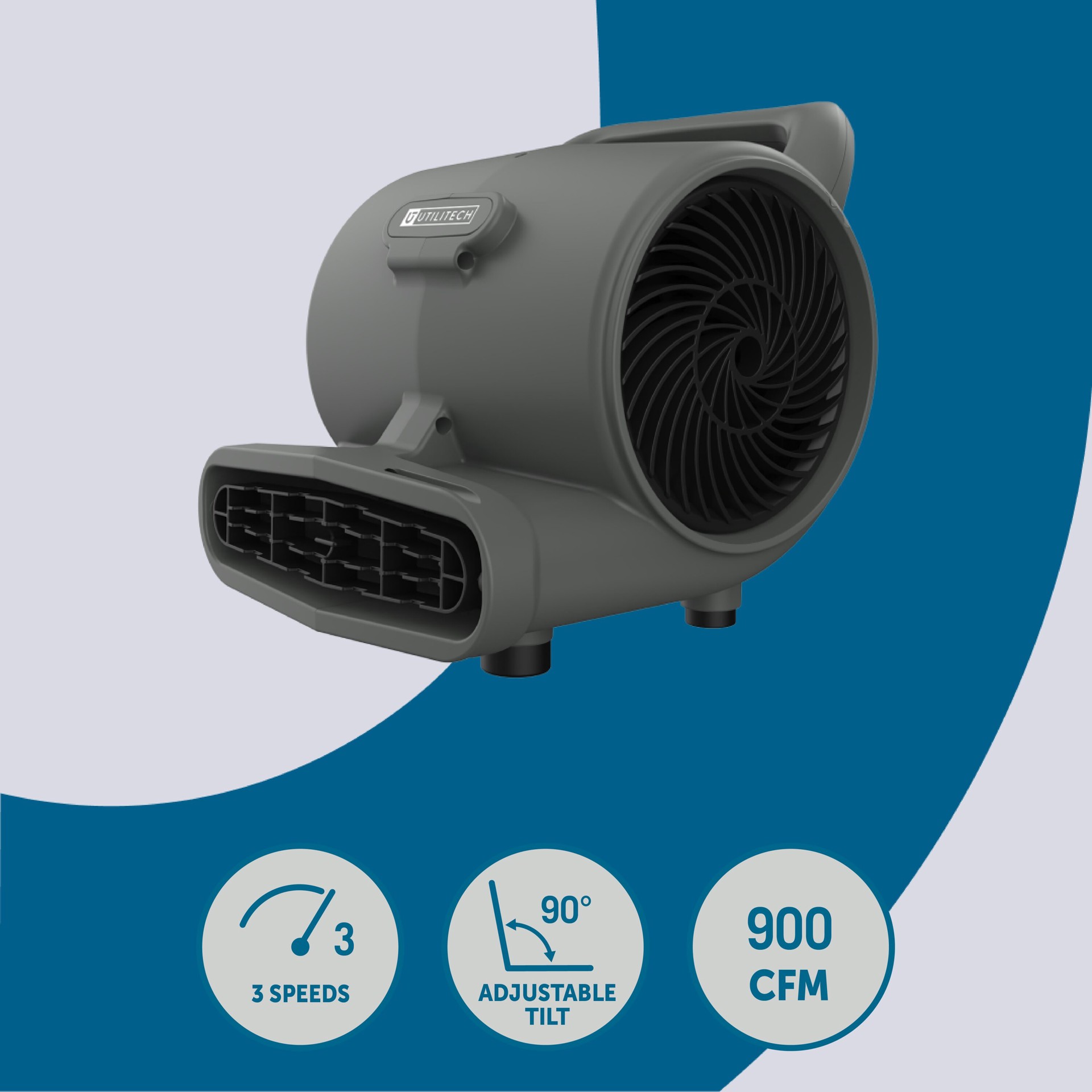 slide 2 of 6, Utilitech Air Mover 1/4-HP 900-CFM Centrifugal Daisy Chain Compatible Indoor Blower Fan with Timer, 1 ct