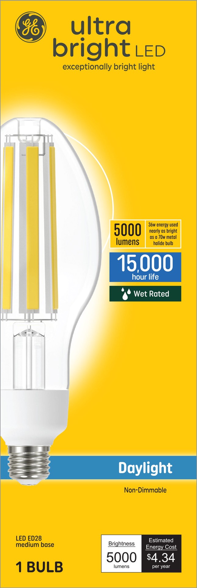 slide 1 of 6, GE 300 -Watt EQ ED28 Daylight Medium base (E-26) LED General purpose Light Bulb, 1 ct