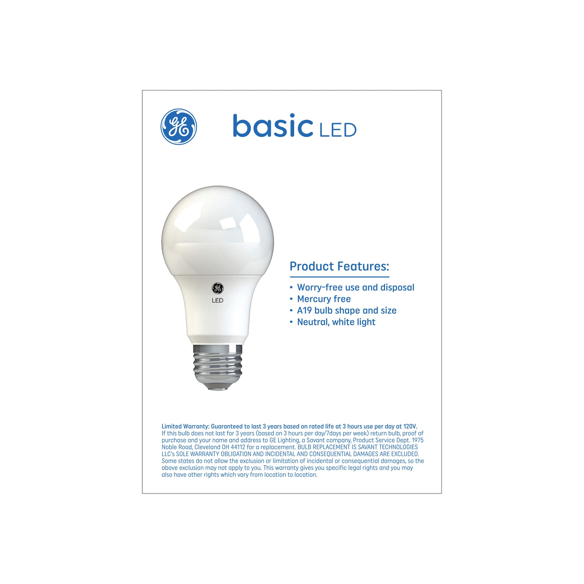 slide 3 of 6, GE 60 -Watt EQ A19 Bright white Medium base (E-26) LED General purpose Light Bulb 4 -Pack, 1 ct