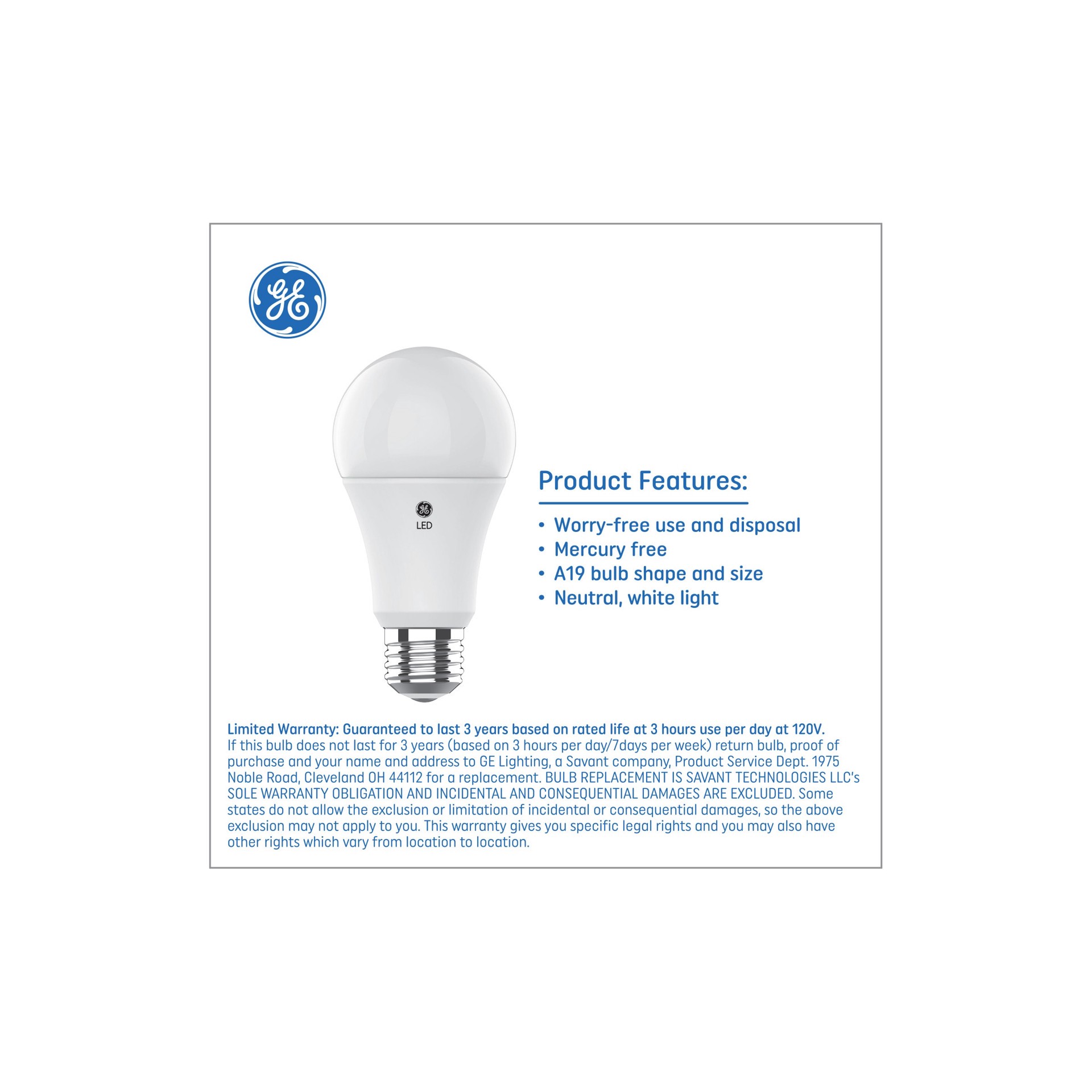 slide 4 of 6, GE Basic 100 -Watt EQ A19 Bright white LED General purpose Light Bulb 2 -Pack, 1 ct