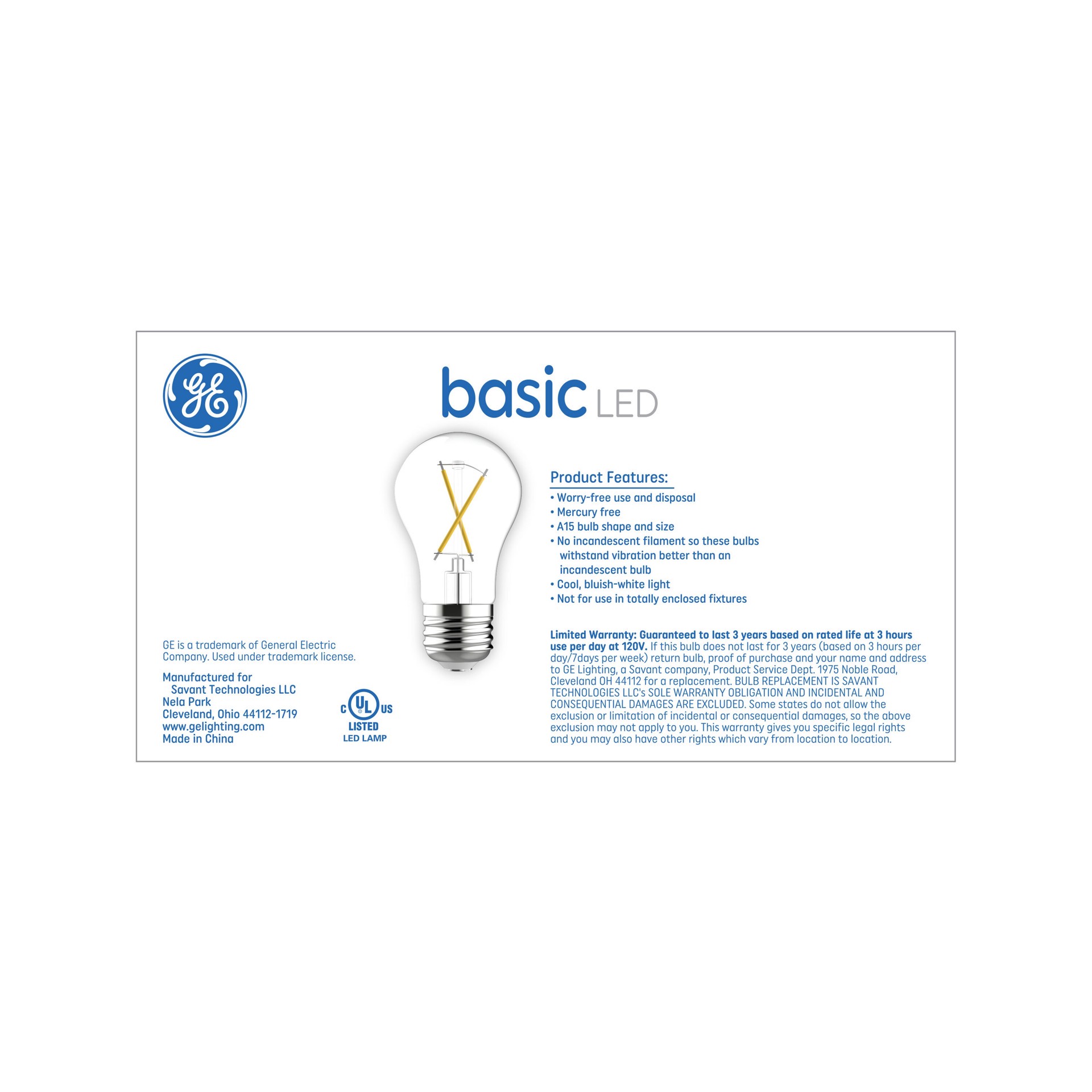 slide 3 of 6, GE 40 -Watt EQ A15 Daylight Medium base (E-26) LED General purpose Light Bulb 4 -Pack, 1 ct