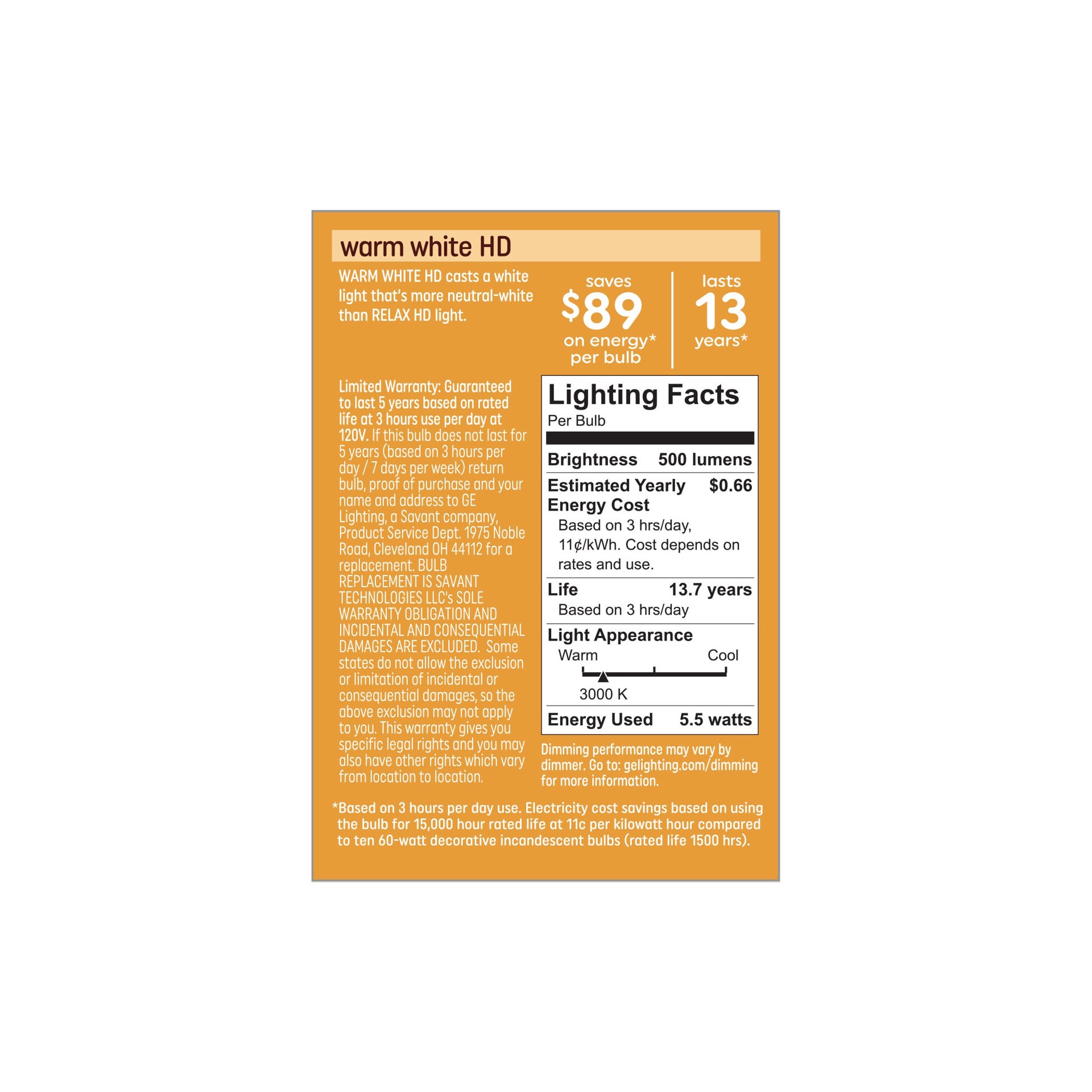slide 4 of 6, GE 60 -Watt EQ T8 Warm white Candelabra base (E-12) Dimmable LED General purpose Light Bulb 3 -Pack, 1 ct