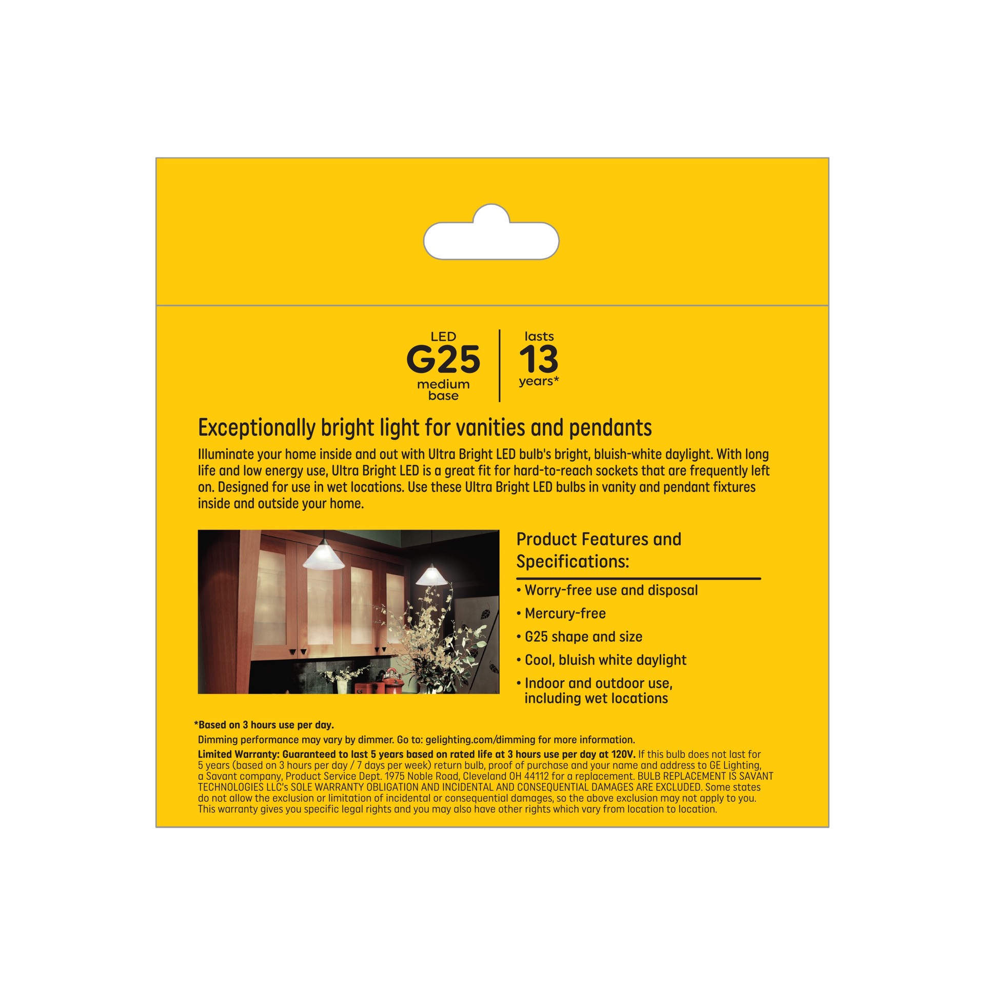 slide 4 of 6, GE Ultra Bright 100 -Watt EQ G25 Daylight Medium base (E-26) Dimmable LED Decorative Light Bulb 2 -Pack, 1 ct