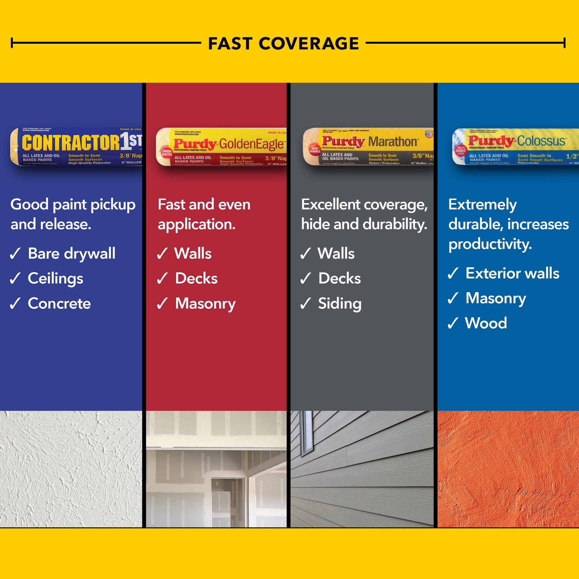 slide 4 of 6, Purdy 3 -Pack 9-in x 3/4-in Nap Colossus Standard Woven Paint Roller Cover, 1 ct