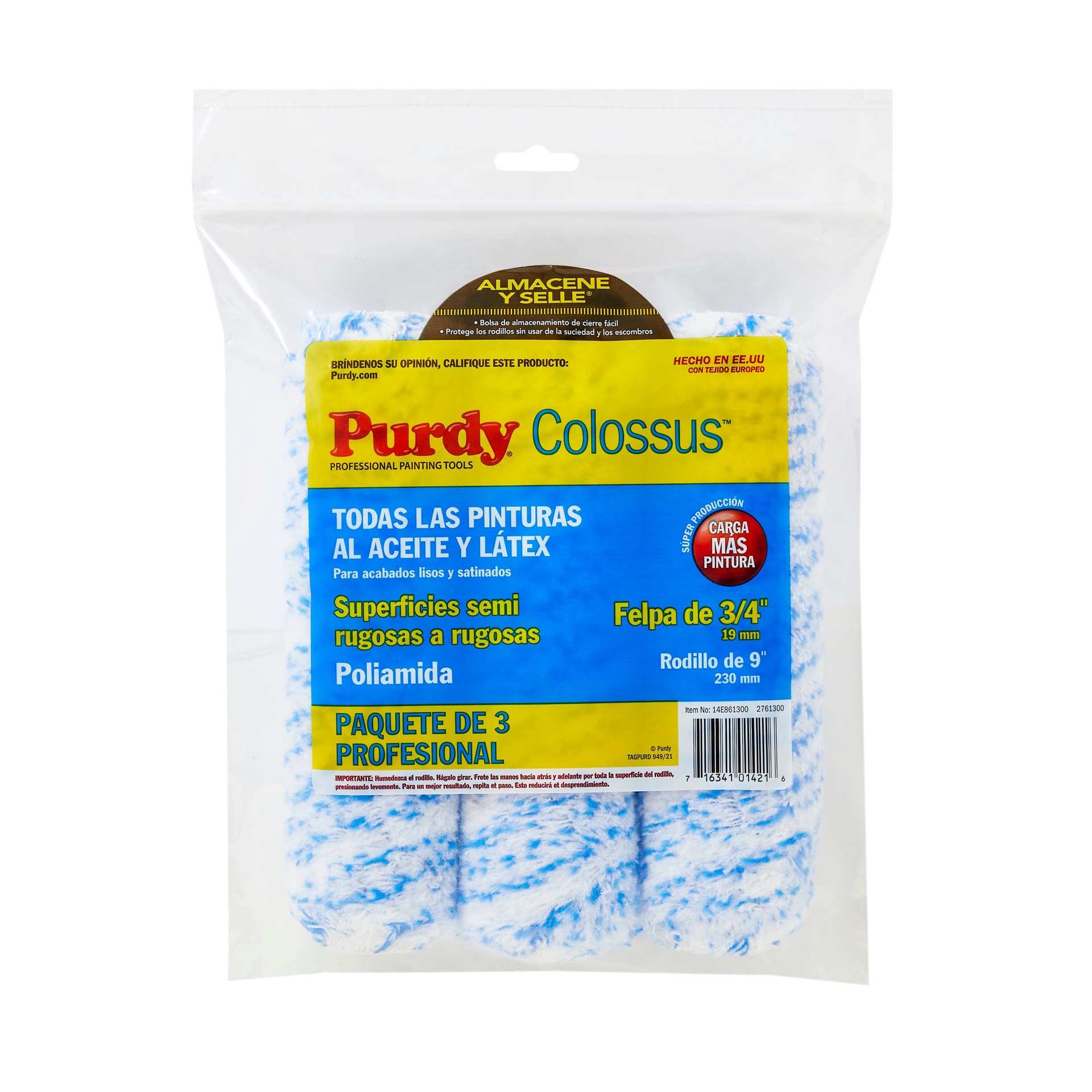 slide 6 of 6, Purdy 3 -Pack 9-in x 3/4-in Nap Colossus Standard Woven Paint Roller Cover, 1 ct