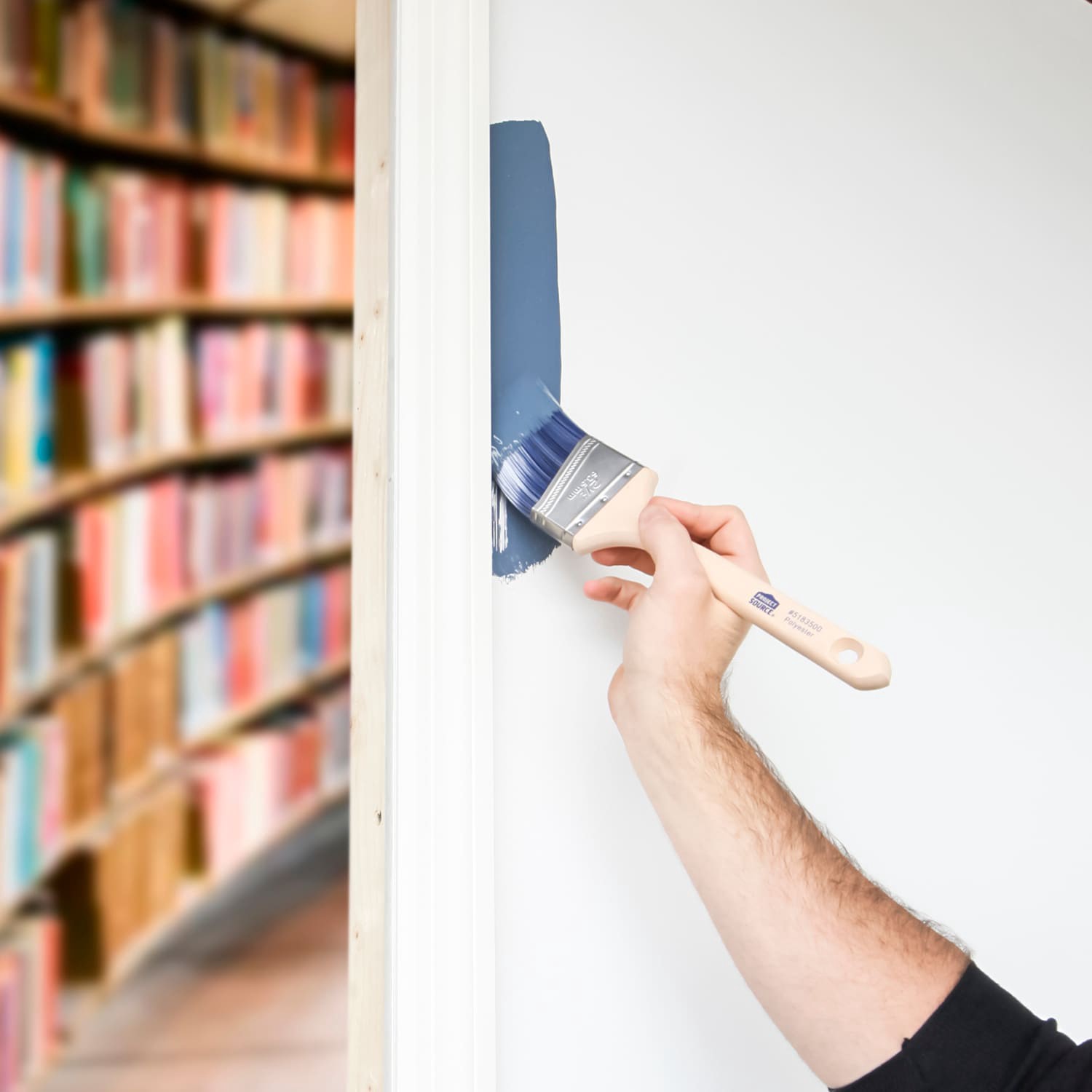 slide 5 of 5, Project Source Better All Paints and Stains 2-1/2-in Reusable Polyester Angle Wall trim brush, 1 ct