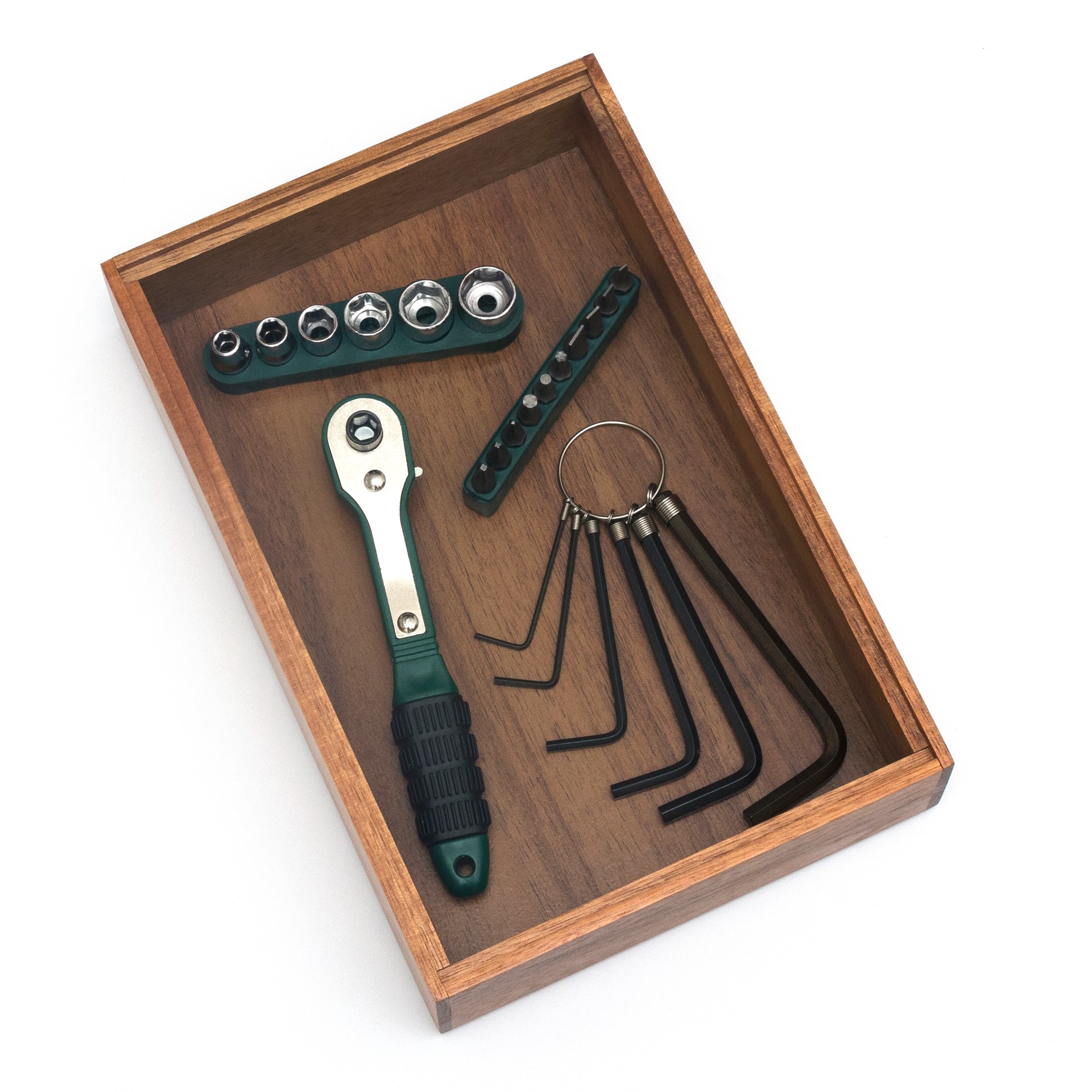 slide 5 of 6, allen + roth 9-in x 6-in Brown Acacia Wood Stackable Drawer Organizer, 1 ct