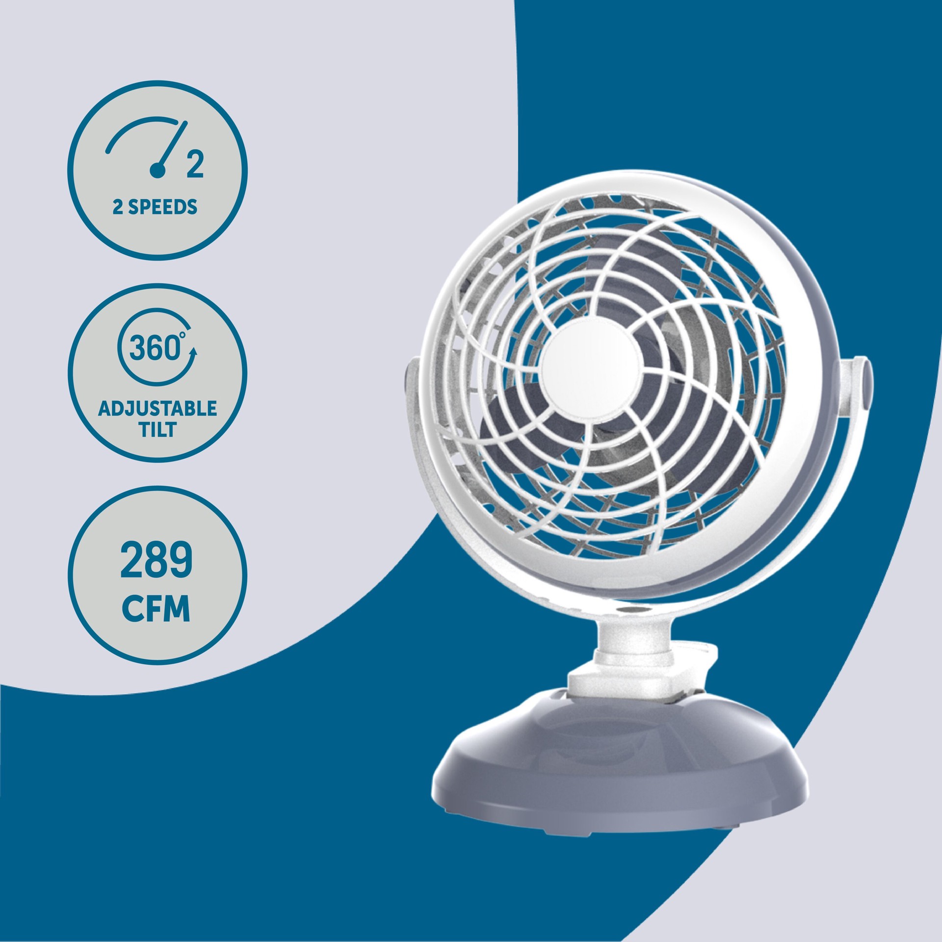 slide 2 of 6, Utilitech 6-in 5 -Volt 2 -Speed Indoor Gray and white Desk Fan, 1 ct
