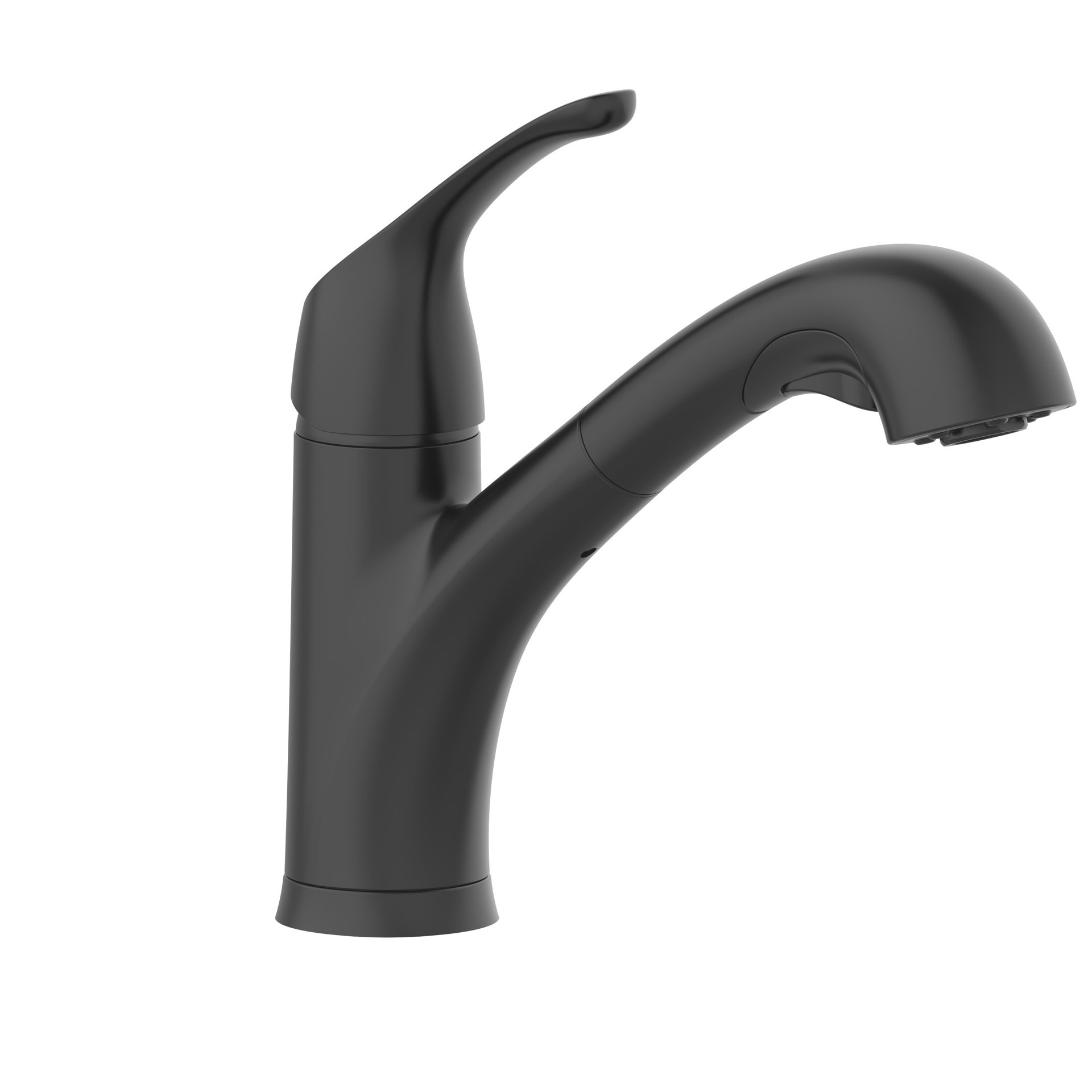 slide 5 of 6, Project Source EVERFIELD Matte Black Single Handle Deck-mount Pull-out Kitchen Faucet with Sprayer (Includes Deck Plate), 1 ct