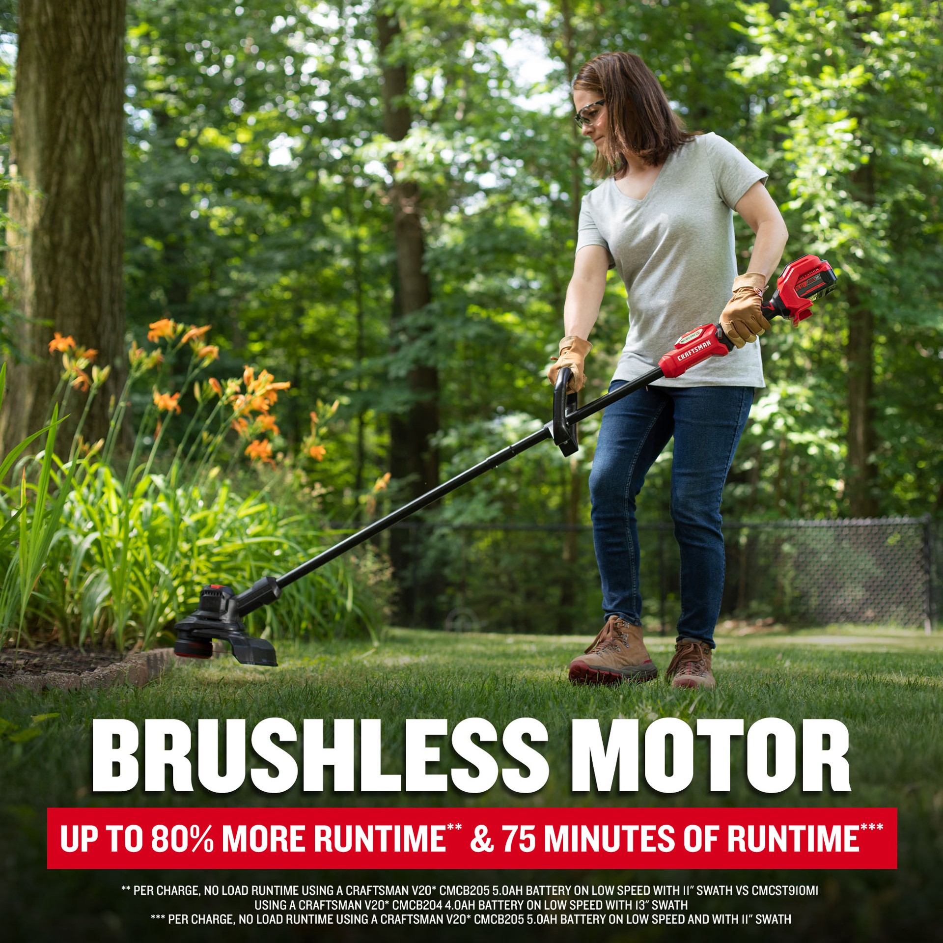 slide 6 of 6, CRAFTSMAN V20 Brushless RP 20-volt max 13-in Straight Shaft Battery String Trimmer 5 Ah (Battery Included) (Charger Included), 1 ct