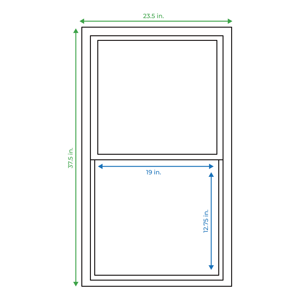 slide 6 of 6, RELIABILT 3201 Series 23-1/2-in x 37-1/2-in Black Exterior White Interior Vinyl New construction Double Hung Window Low-E argon Double Pane Glass (Half Screen Included), 1 ct
