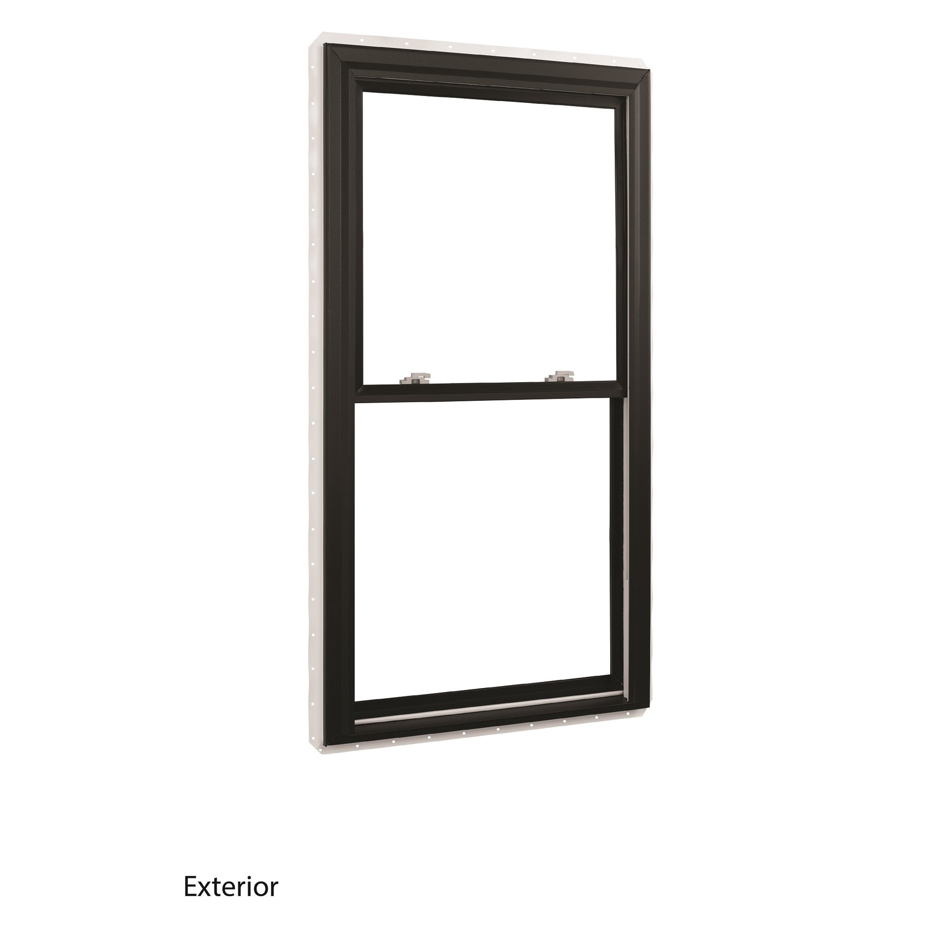 slide 1 of 6, RELIABILT 3201 Series 35-1/2-in x 53-1/2-in Black Exterior White Interior Vinyl New construction Double Hung Window Low-E argon Double Pane Glass (Half Screen Included), 1 ct