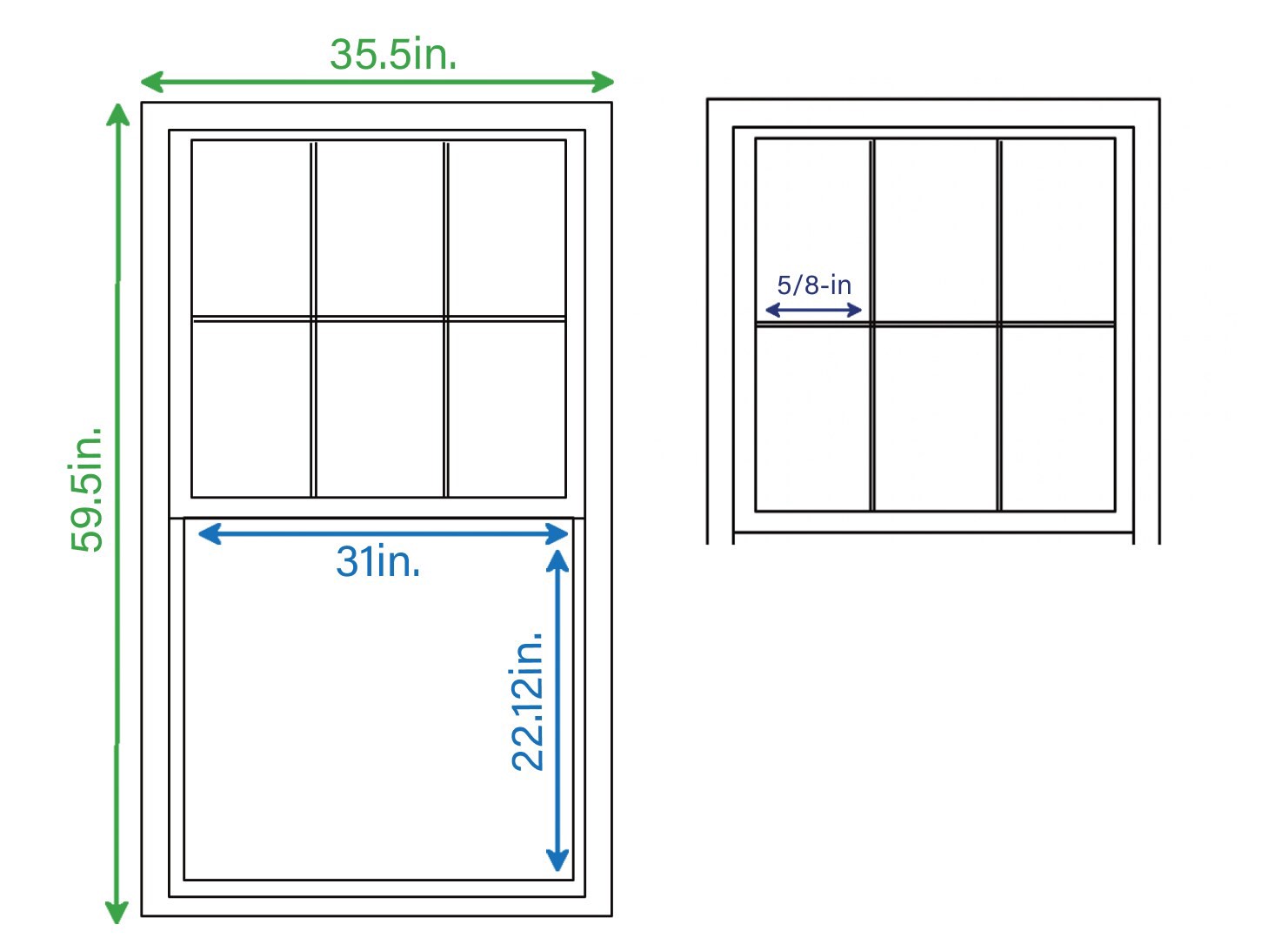 slide 6 of 6, RELIABILT 3201 Series 35-1/2-in x 59-1/2-in Black Exterior White Interior Vinyl New construction Double Hung Window Low-E argon Double Pane Glass with Grids (Half Screen Included), 1 ct
