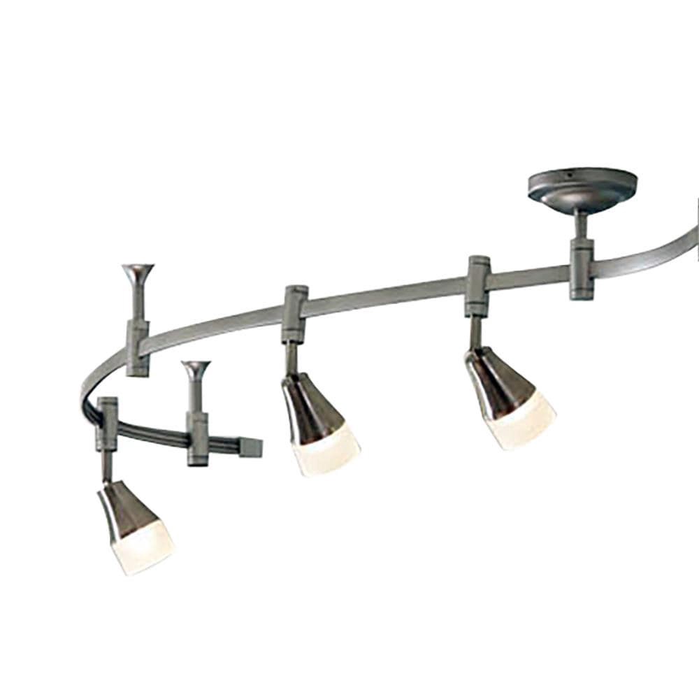 slide 2 of 6, allen + roth 99.6-in 6 -Light Brushed nickel dimmable Integrated Modern/contemporary Flexible Track Lighting Kit with Round Steel/brushed Pivoting Heads, 1 ct