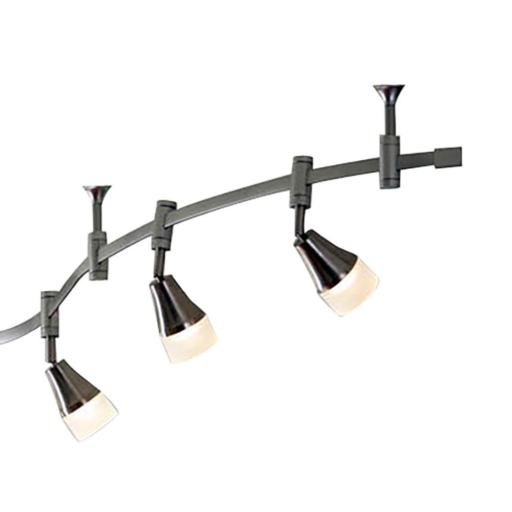 slide 4 of 6, allen + roth 99.6-in 6 -Light Brushed nickel dimmable Integrated Modern/contemporary Flexible Track Lighting Kit with Round Steel/brushed Pivoting Heads, 1 ct