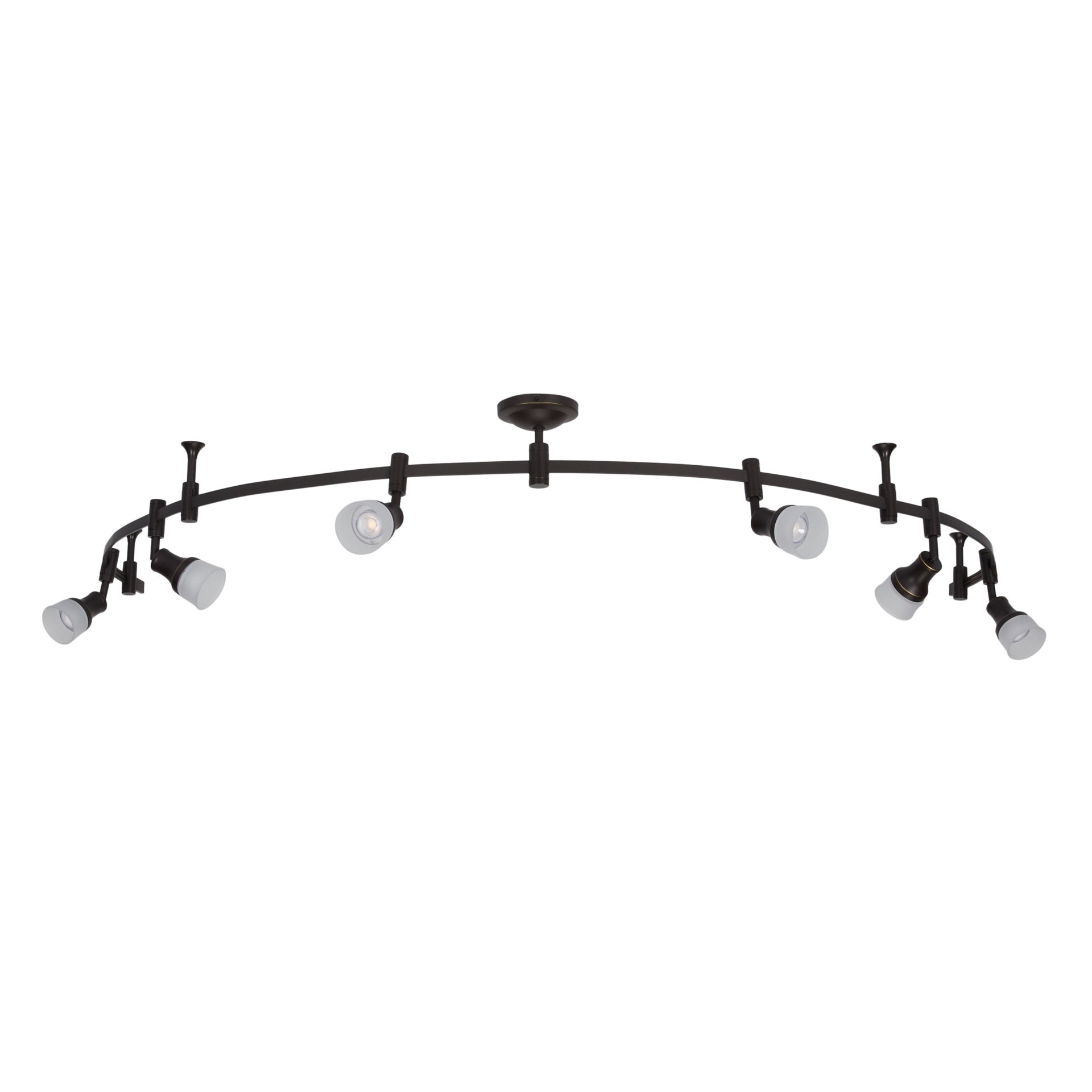 slide 1 of 6, allen + roth 99.6-in 6 -Light Bronze dimmable Integrated Modern/contemporary Flexible Track Lighting Kit with Round Steel/bronze Pivoting Heads, 1 ct