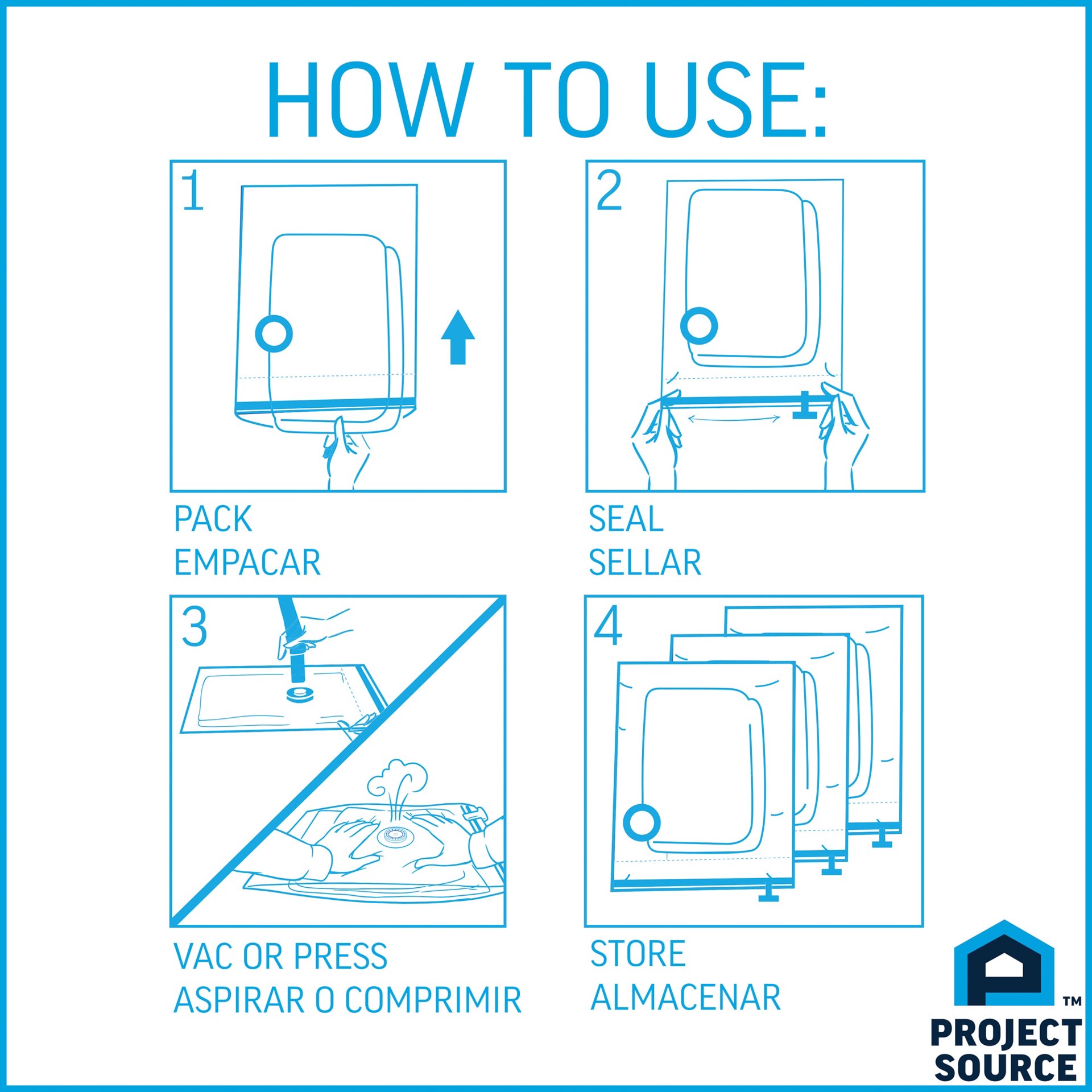 slide 3 of 6, Project Source Jumbo Shrink-Pak 2 -Count X-large Heavy Duty Clear Vacuum Seal Storage Bags ( 48-in H x 35-in W ), 1 ct