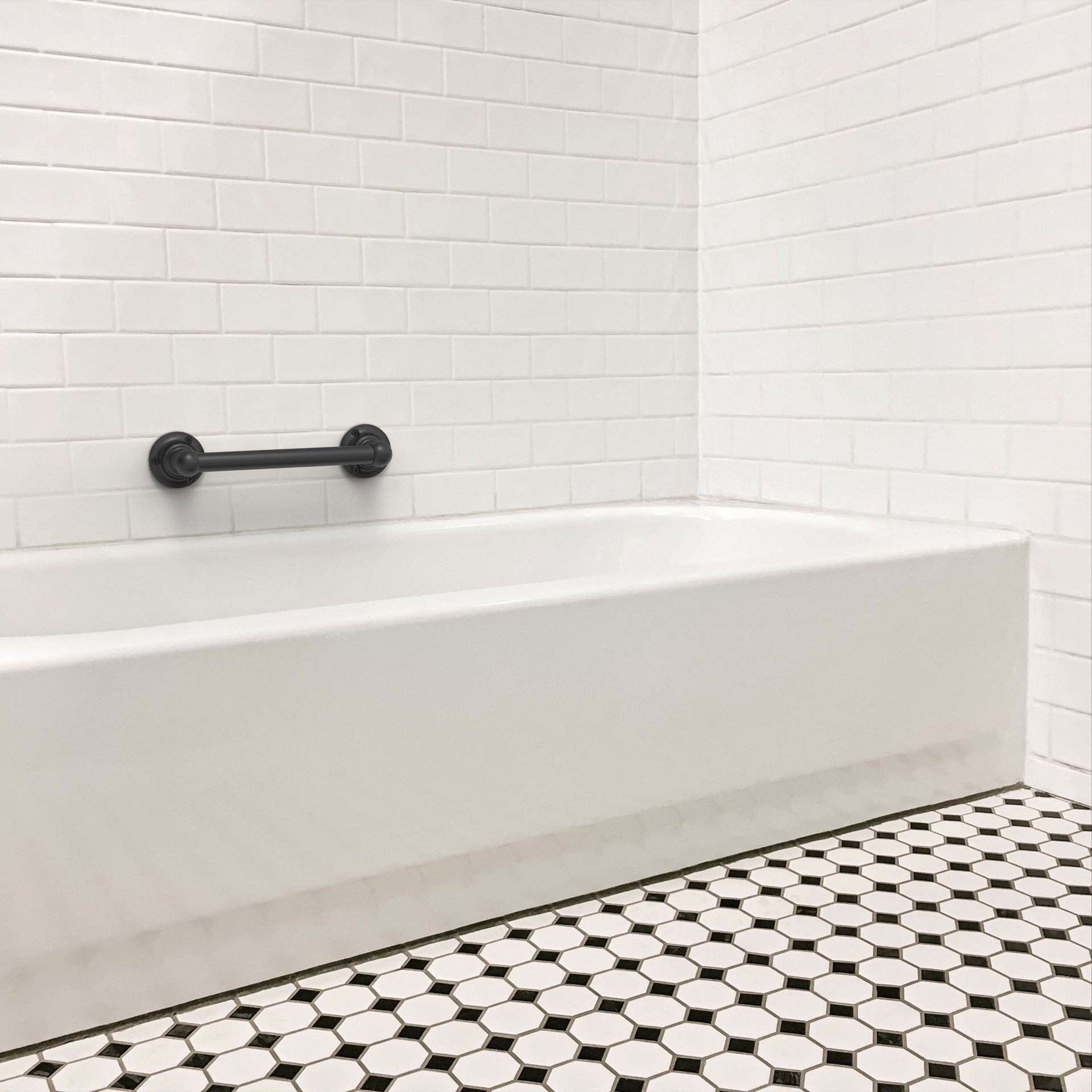 slide 2 of 6, allen + roth Exposed Screw assist bar 9-in Matte Black Wall mount Grab Bar ( 300-lb Weight Capacity ), 1 ct