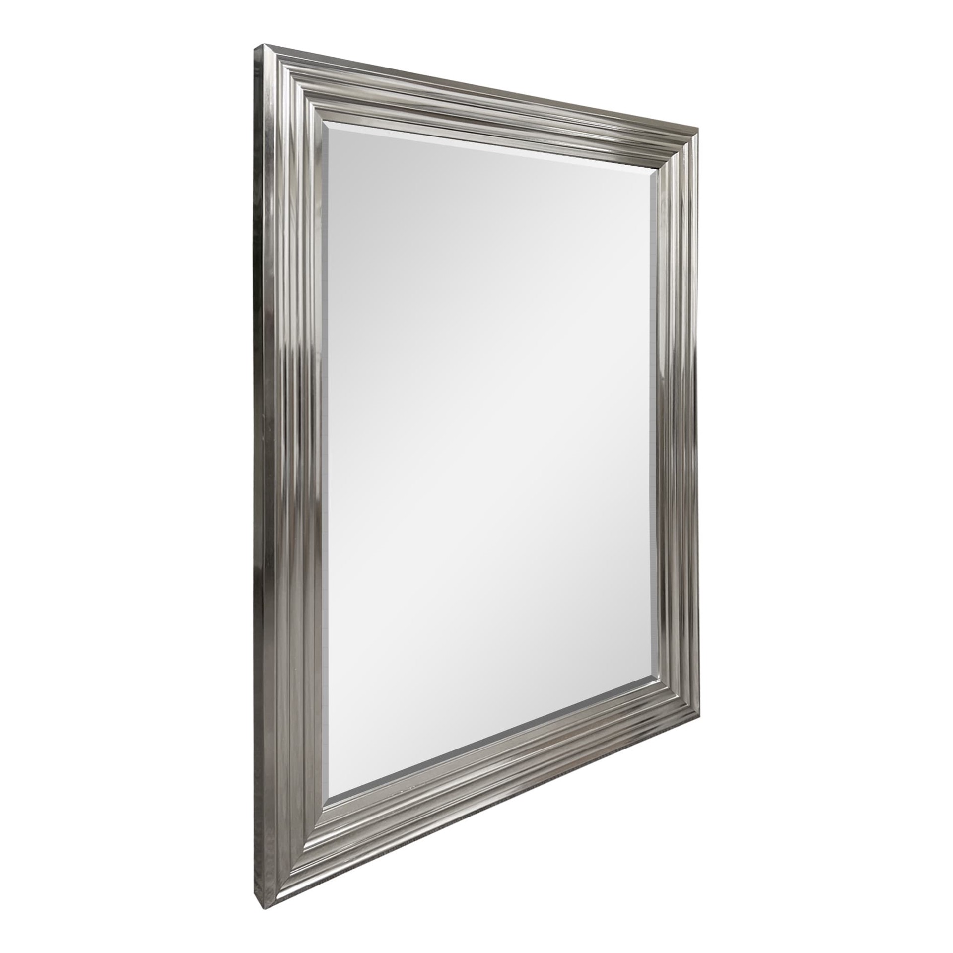 slide 3 of 5, allen + roth 31-in W x 41.0-in H Rectangle Silver Beveled Wall Mirror, 1 ct