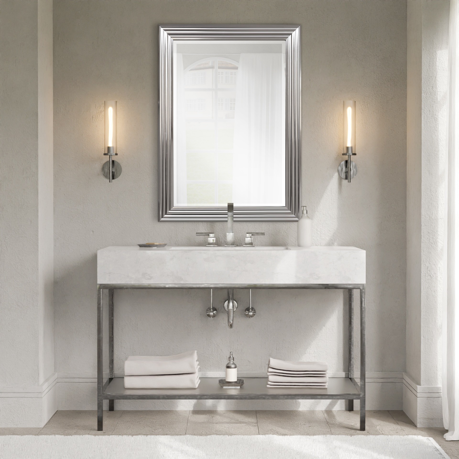 slide 1 of 5, allen + roth 31-in W x 41.0-in H Rectangle Silver Beveled Wall Mirror, 1 ct