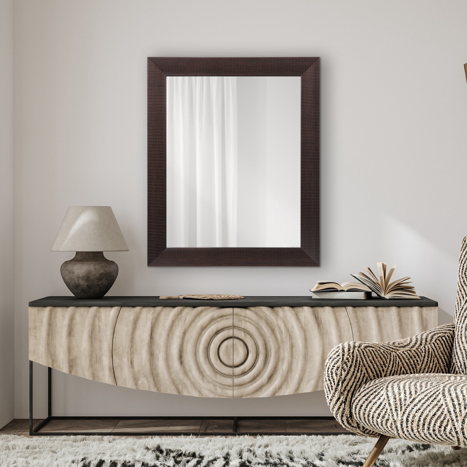 slide 1 of 5, allen + roth 28-in W x 34.0-in H Rectangle Bronze Polished Wall Mirror, 1 ct