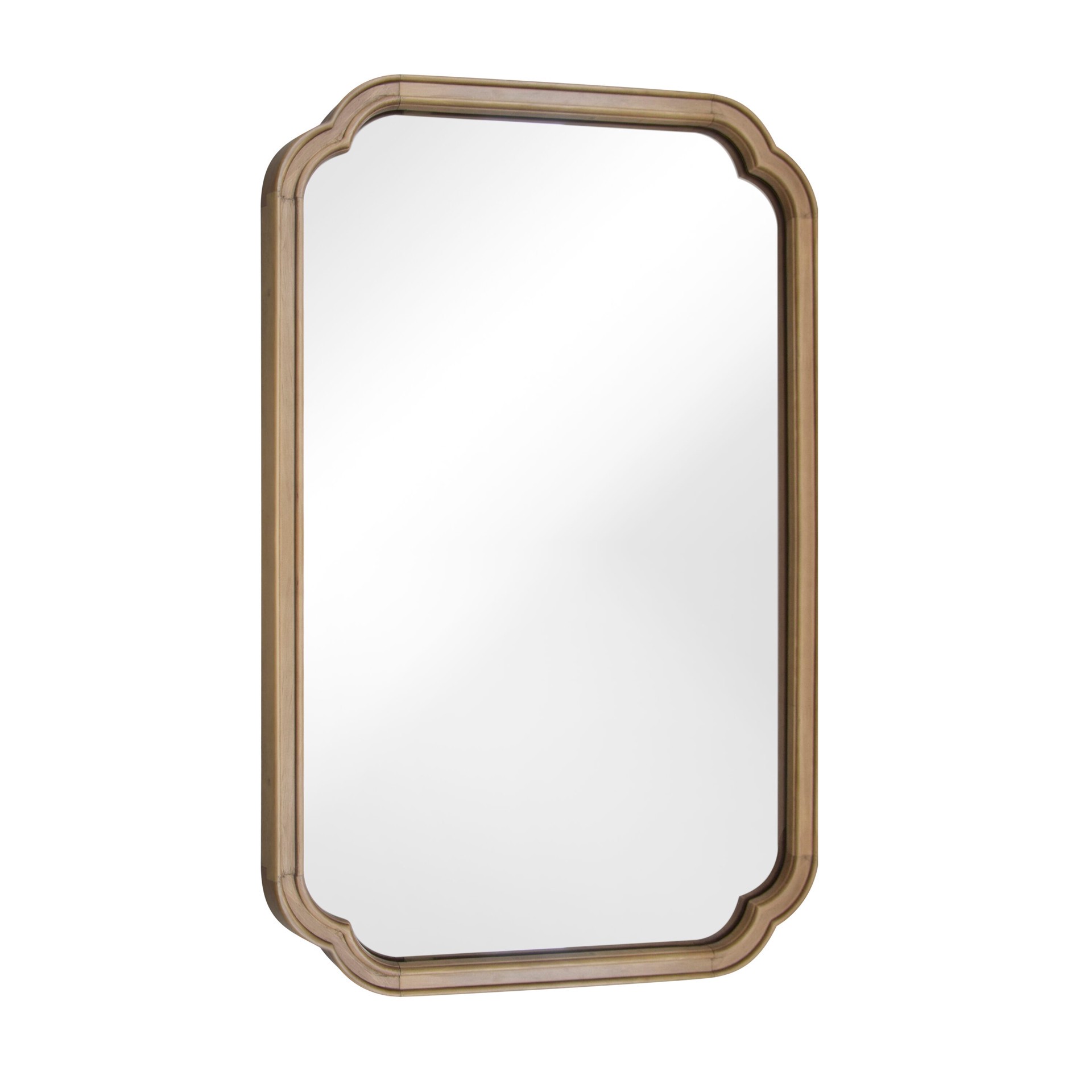 slide 3 of 5, allen + roth 24-in W x 36.0-in H Rectangle Natural Wood Polished Wall Mirror, 1 ct