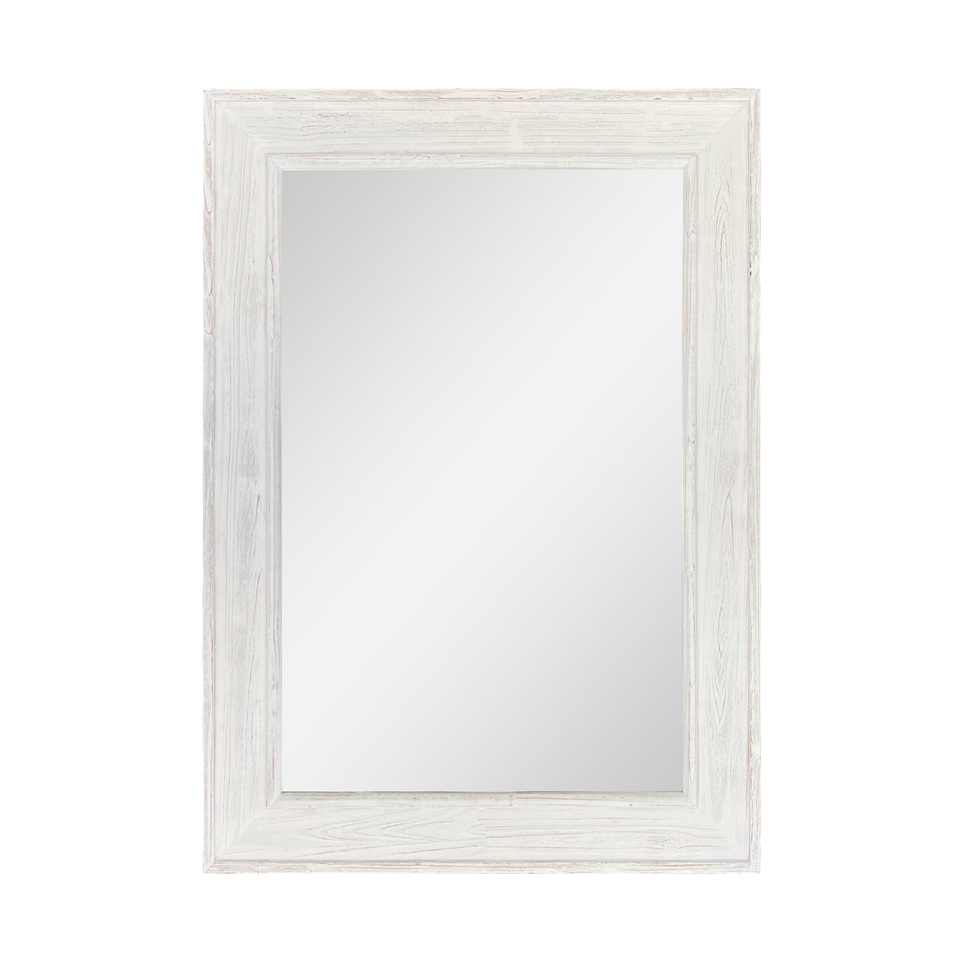 slide 2 of 5, allen + roth 30-in W x 42.0-in H Rectangle White Wash Wood Polished Wall Mirror, 1 ct