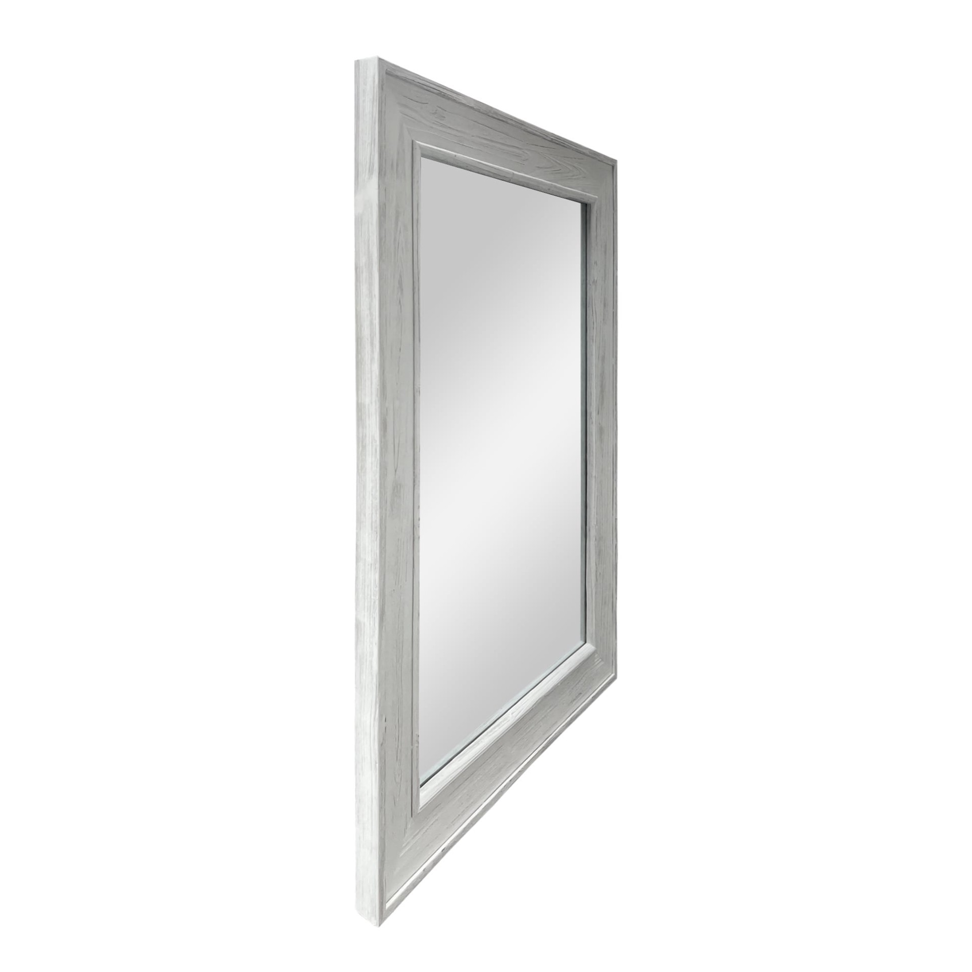 slide 3 of 5, allen + roth 30-in W x 42.0-in H Rectangle White Wash Wood Polished Wall Mirror, 1 ct