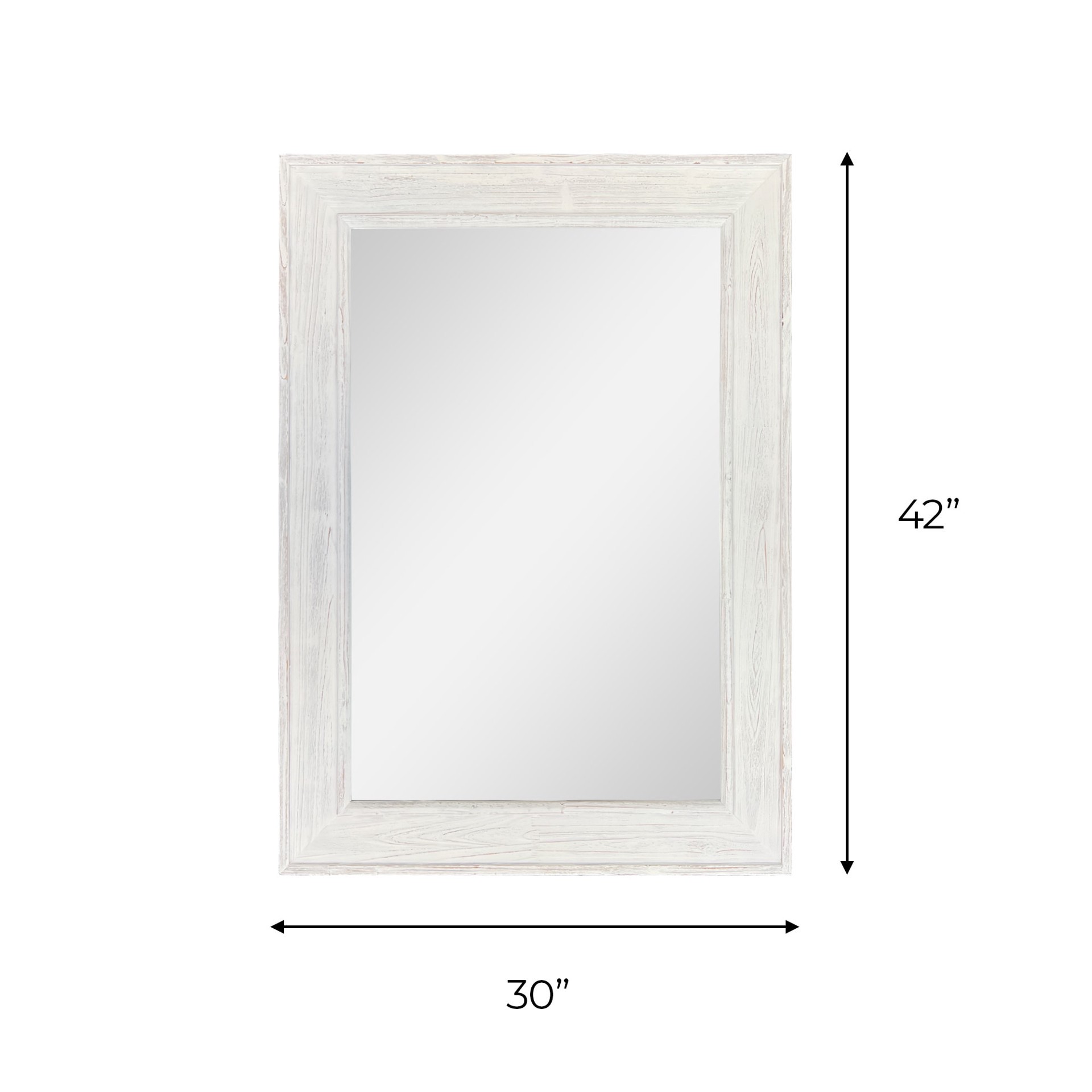 slide 5 of 5, allen + roth 30-in W x 42.0-in H Rectangle White Wash Wood Polished Wall Mirror, 1 ct